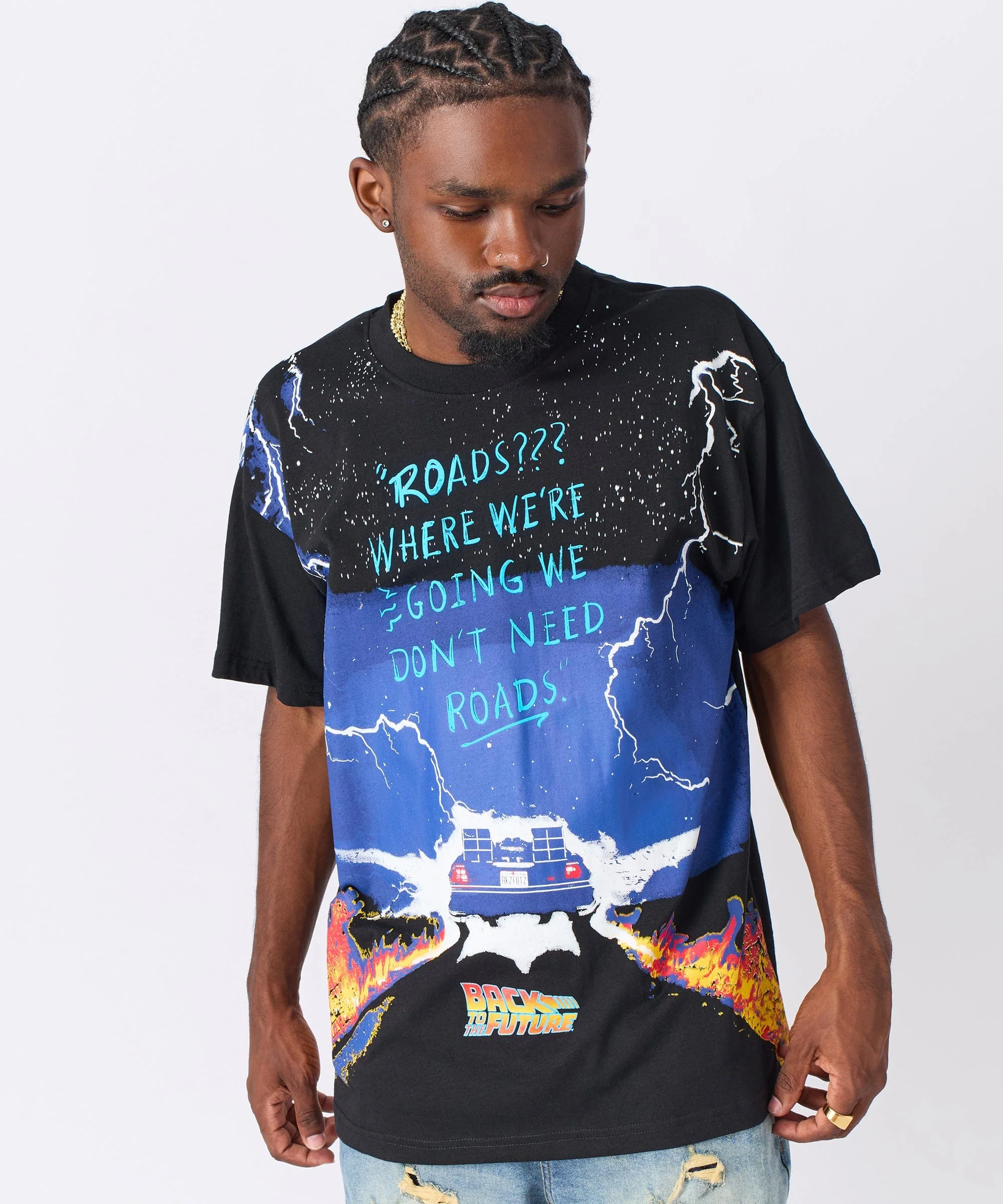 Back To The Future We Don't Need Roads Short Sleeve Tee - Black - Image 2