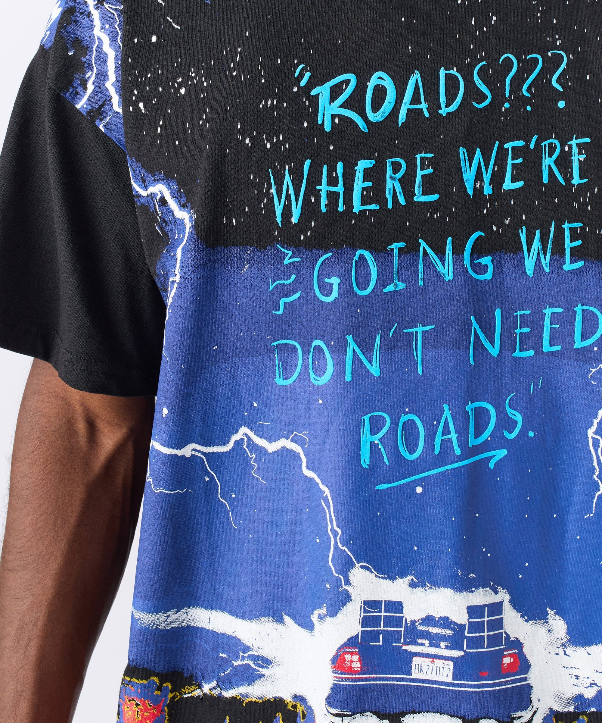 Back To The Future We Don't Need Roads Short Sleeve Tee - Black - Image 3