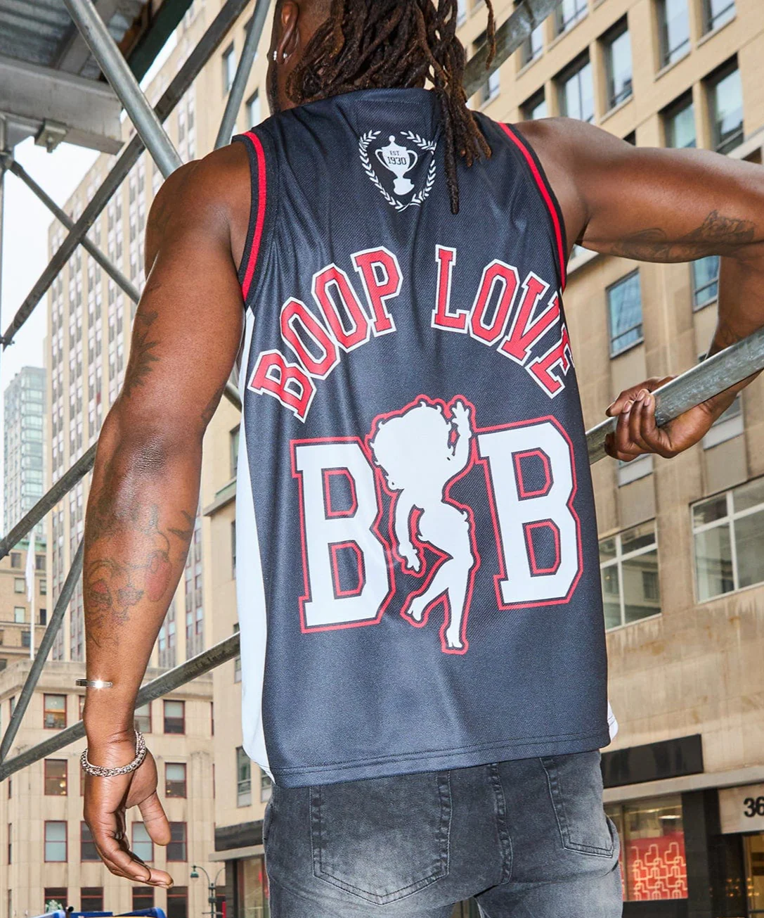 Betty Boop Basketball Jersey - Black - Image 5