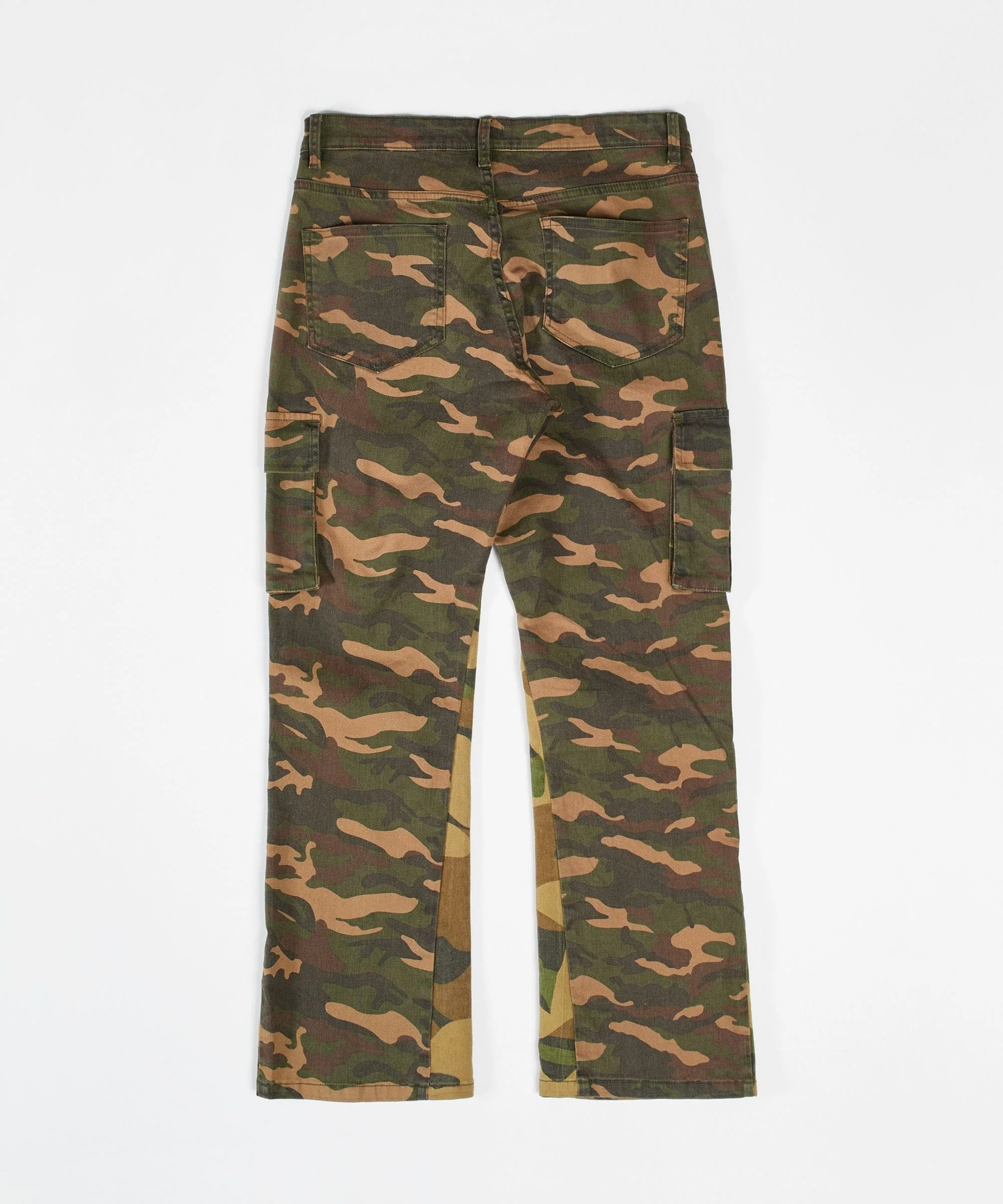 Camo Cargo Flare Denim - Olive Green - Image 2