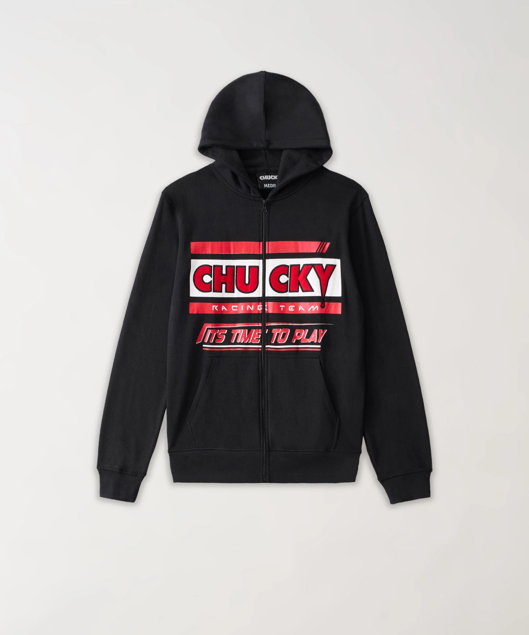 Chucky Full Zip Applique Hoodie - Black