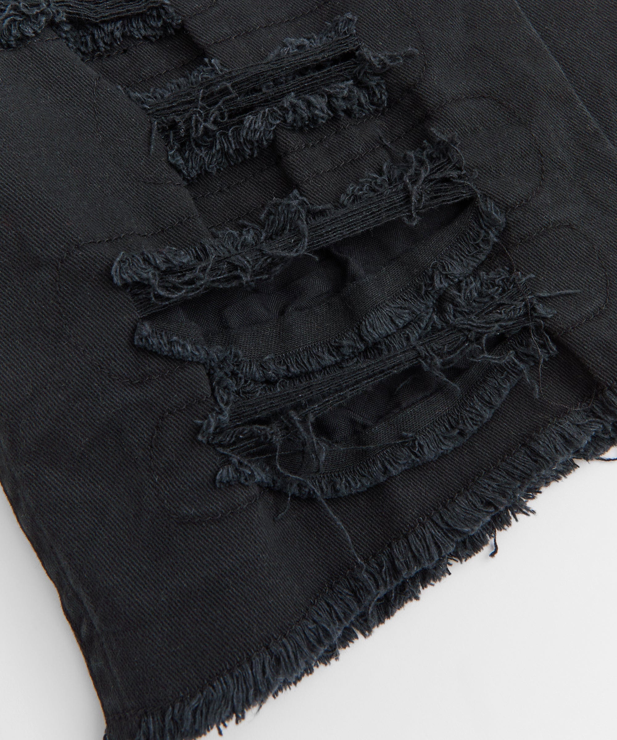 Destroyed Denim Shorts - Black - Image 2