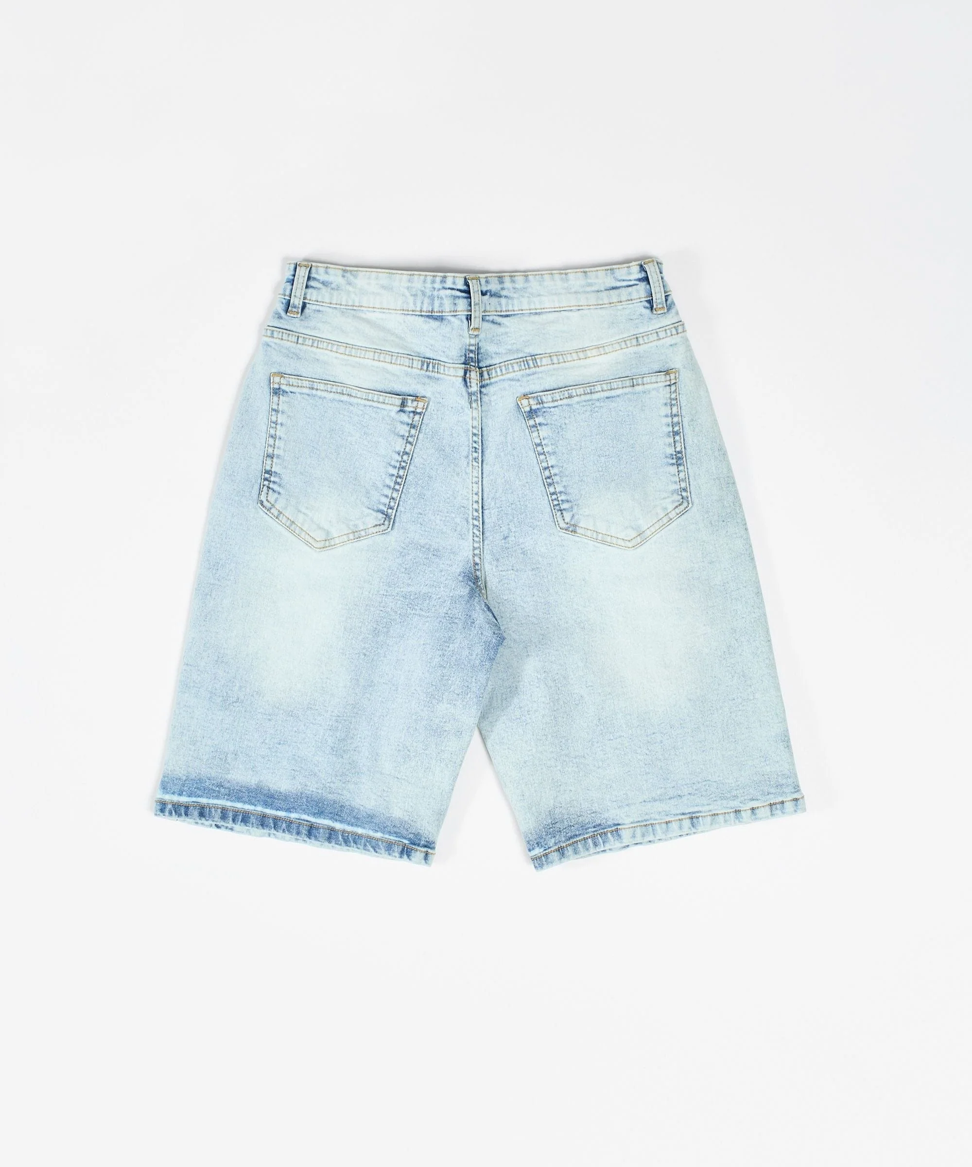 Destroyed Rip And Repair Denim Shorts - Light Blue - Image 2