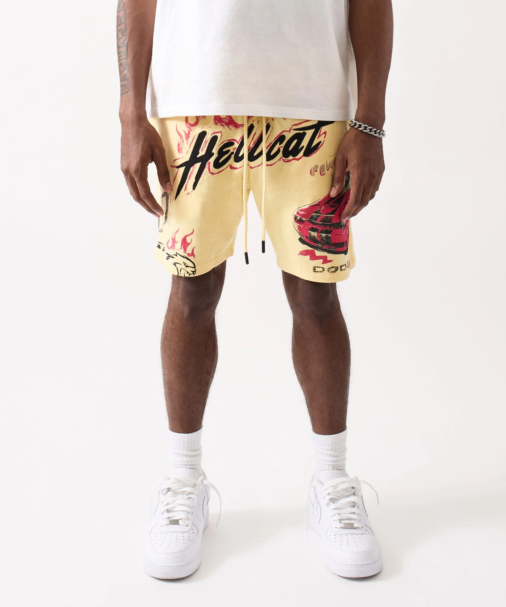 Dodge Hellcat Speed Applique Fleece Short - Tan - Image 2