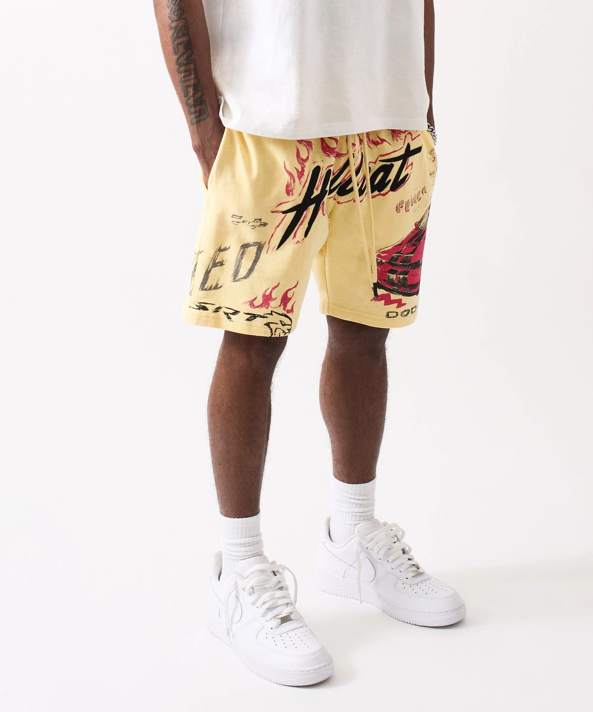 Dodge Hellcat Speed Applique Fleece Short - Tan - Image 4