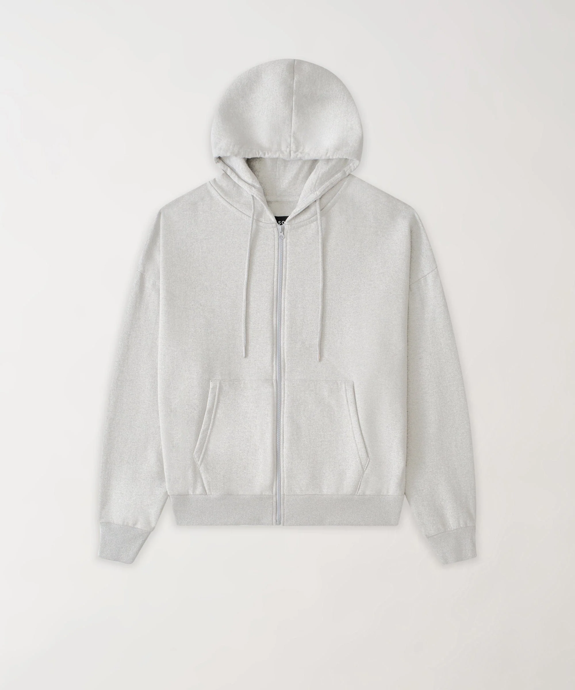 Essential Heavyweight Fleece Baggy Fit Comfy Zip Up Hoodie - Heather Grey