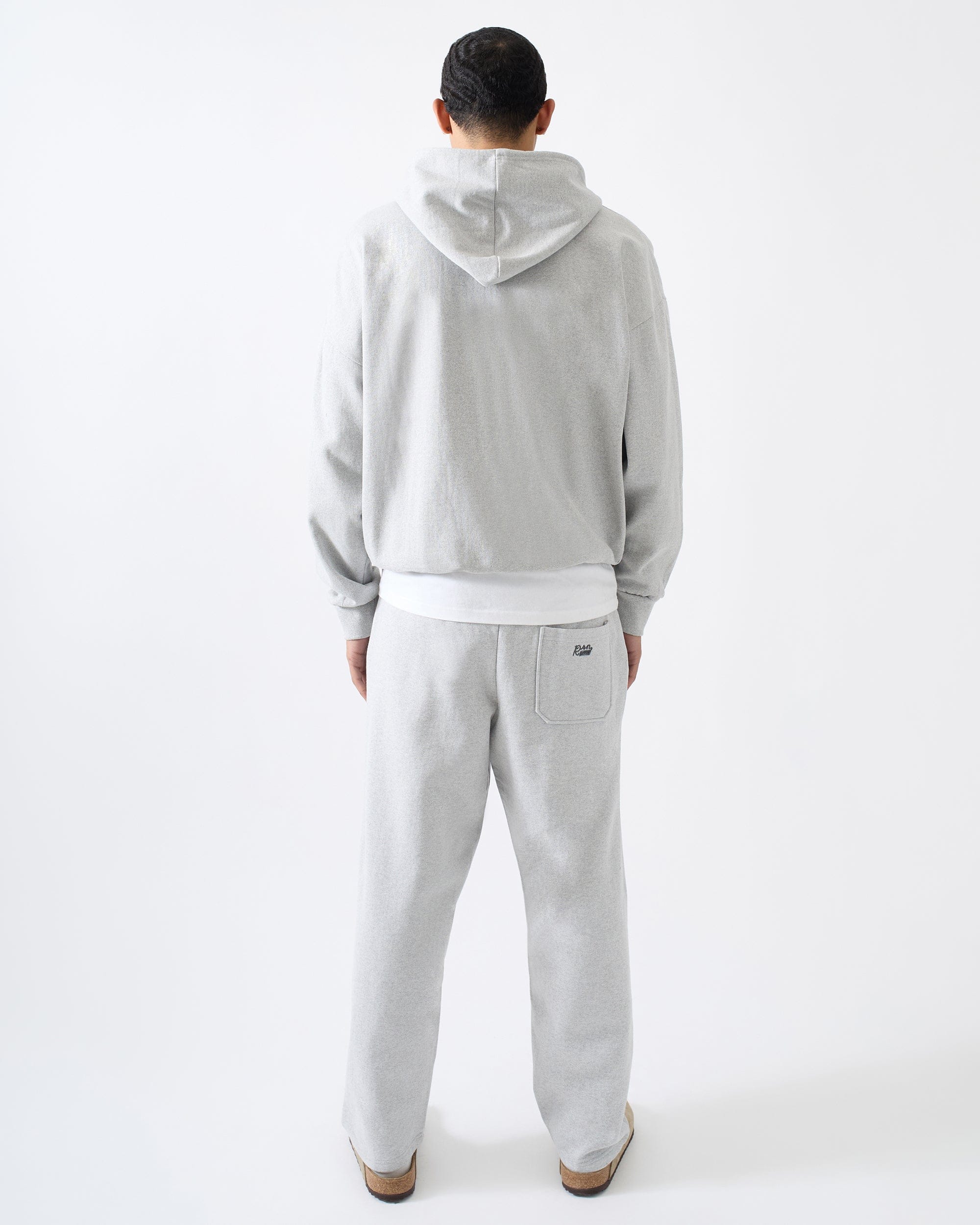 Essential Heavyweight Fleece Baggy Fit Comfy Zip Up Hoodie - Heather Grey - Image 4