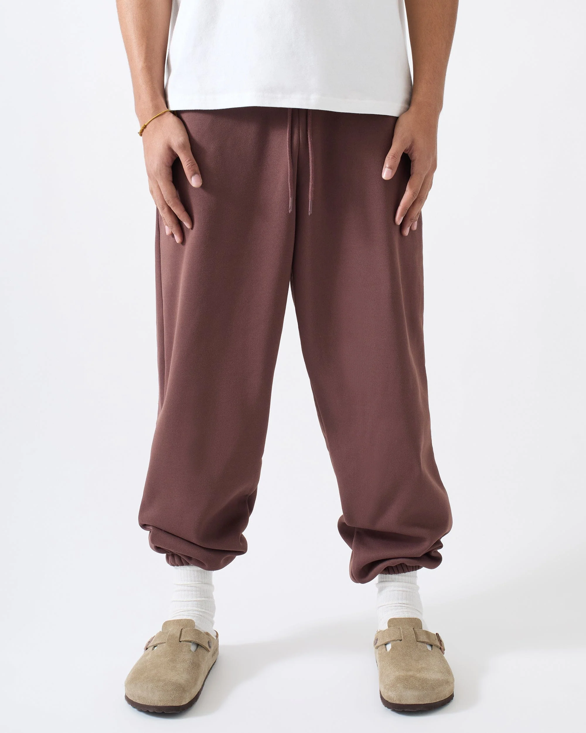 Essential Heavyweight Fleece Baggy Fit Sweats - Brown - Image 3