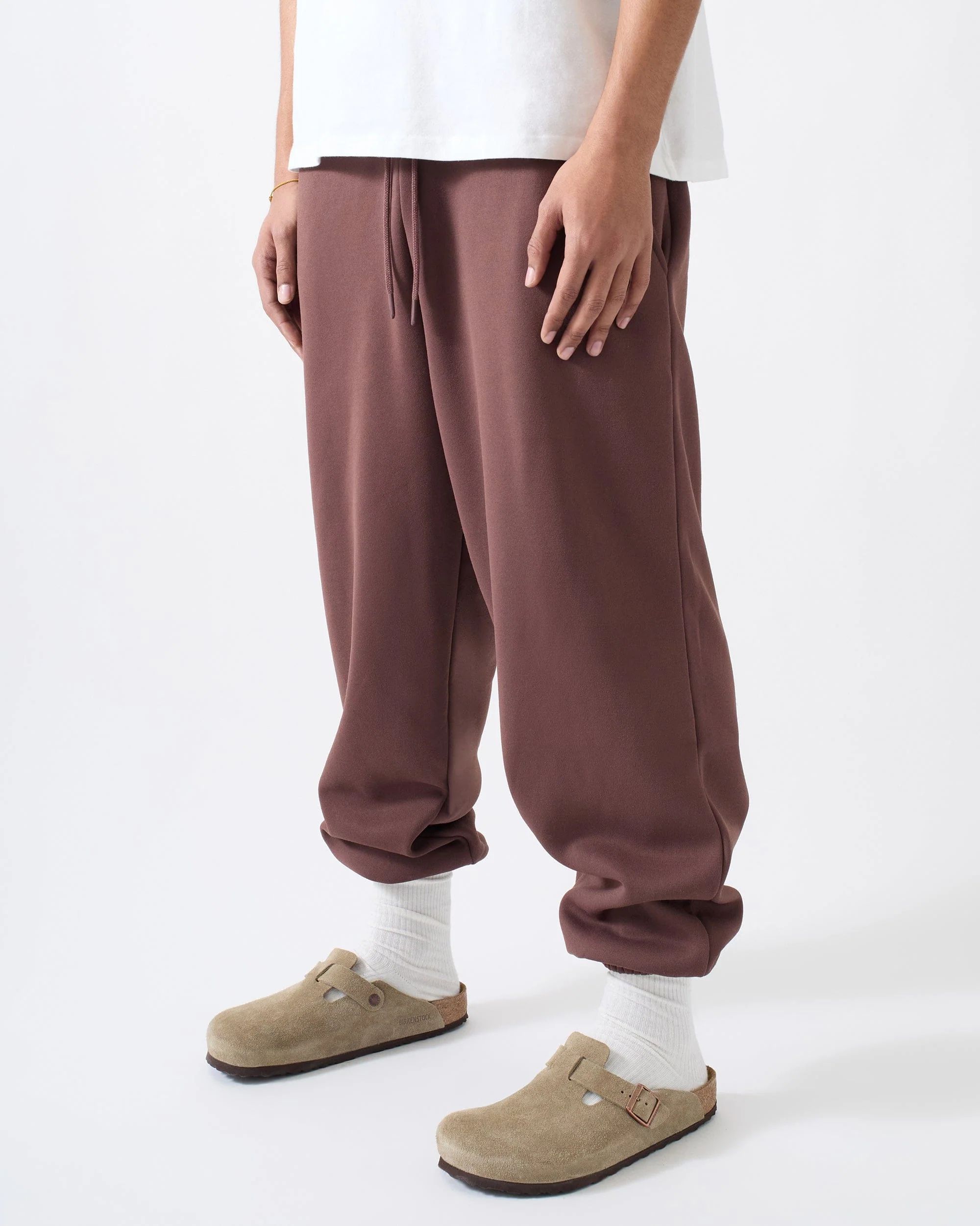 Essential Heavyweight Fleece Baggy Fit Sweats - Brown - Image 4