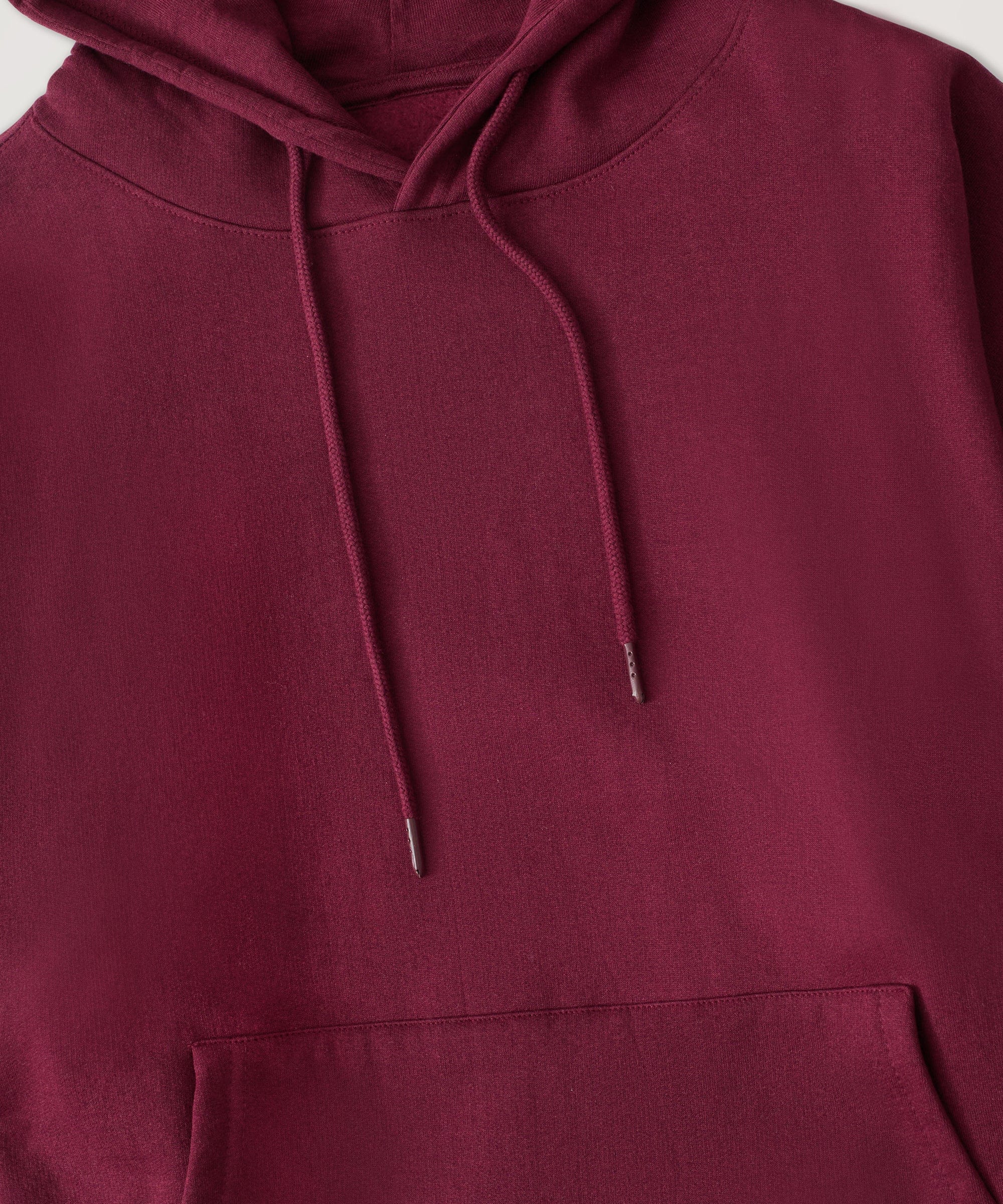 Essential Heavyweight Fleece Baggy Fit Hoodie - Burgundy - Image 2