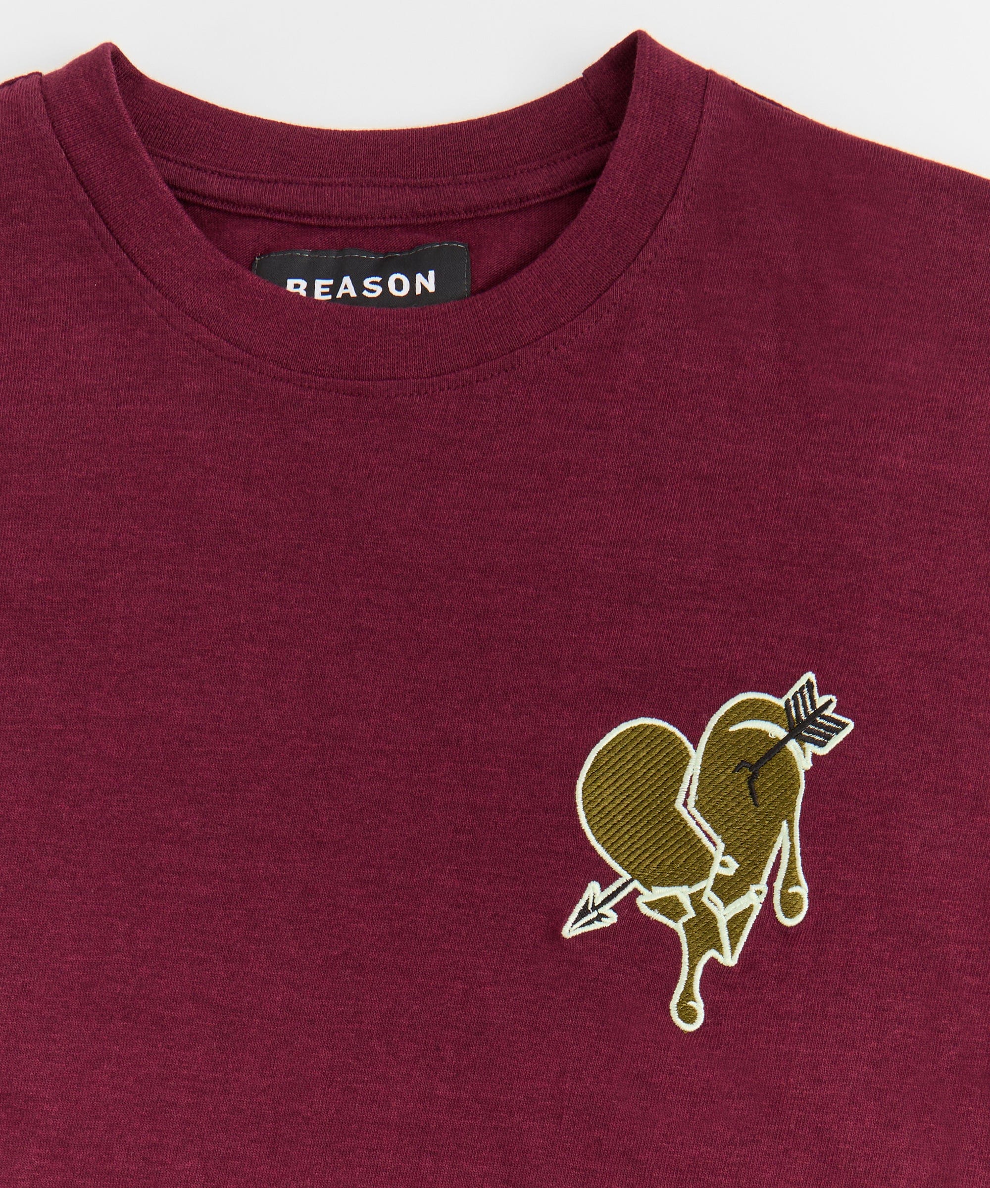 Heartless Embroidered Short Sleeve Tee - Burgundy - Image 4