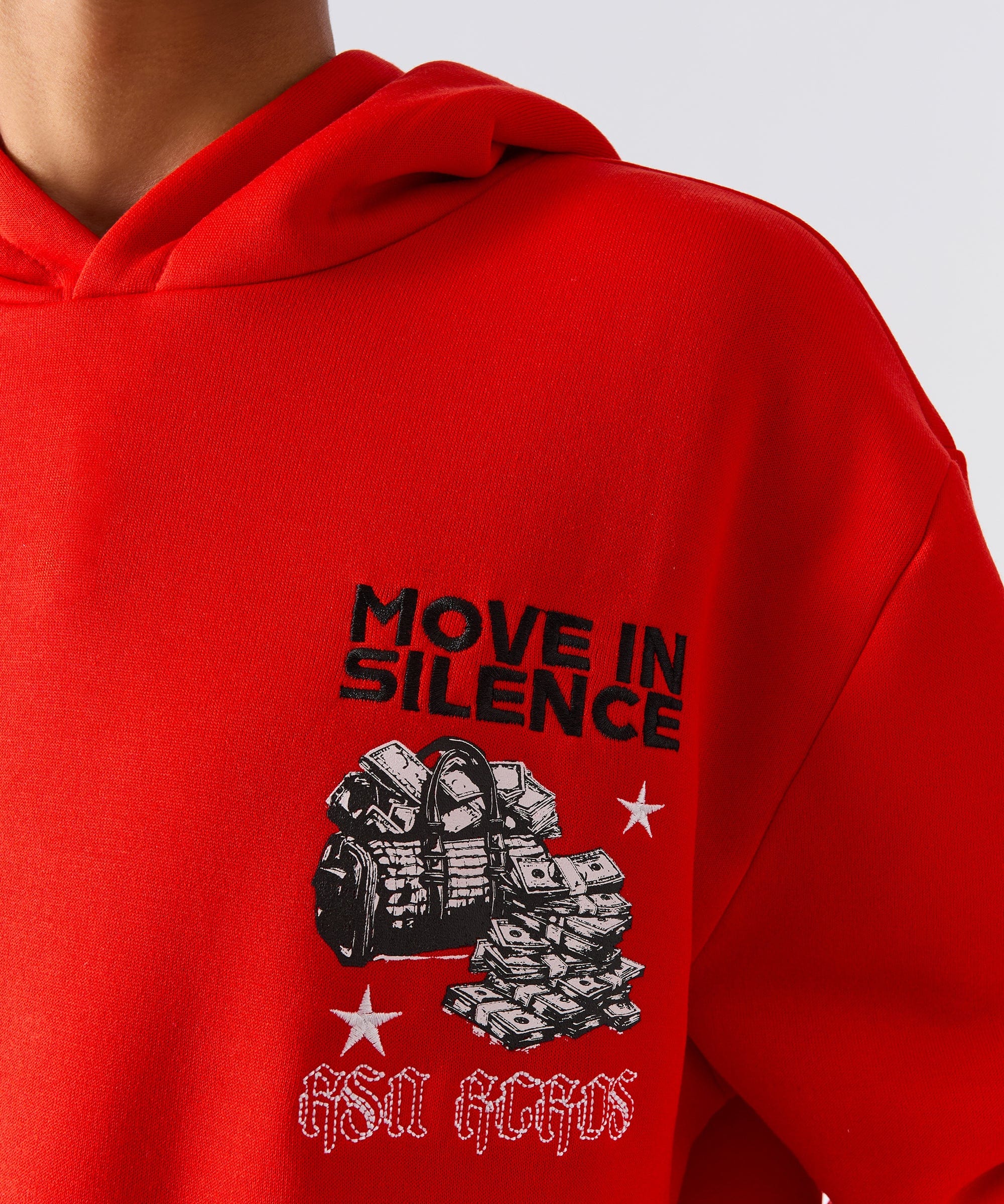 Hustle Over Hype Embroidered Hoodie - Red - Image 6