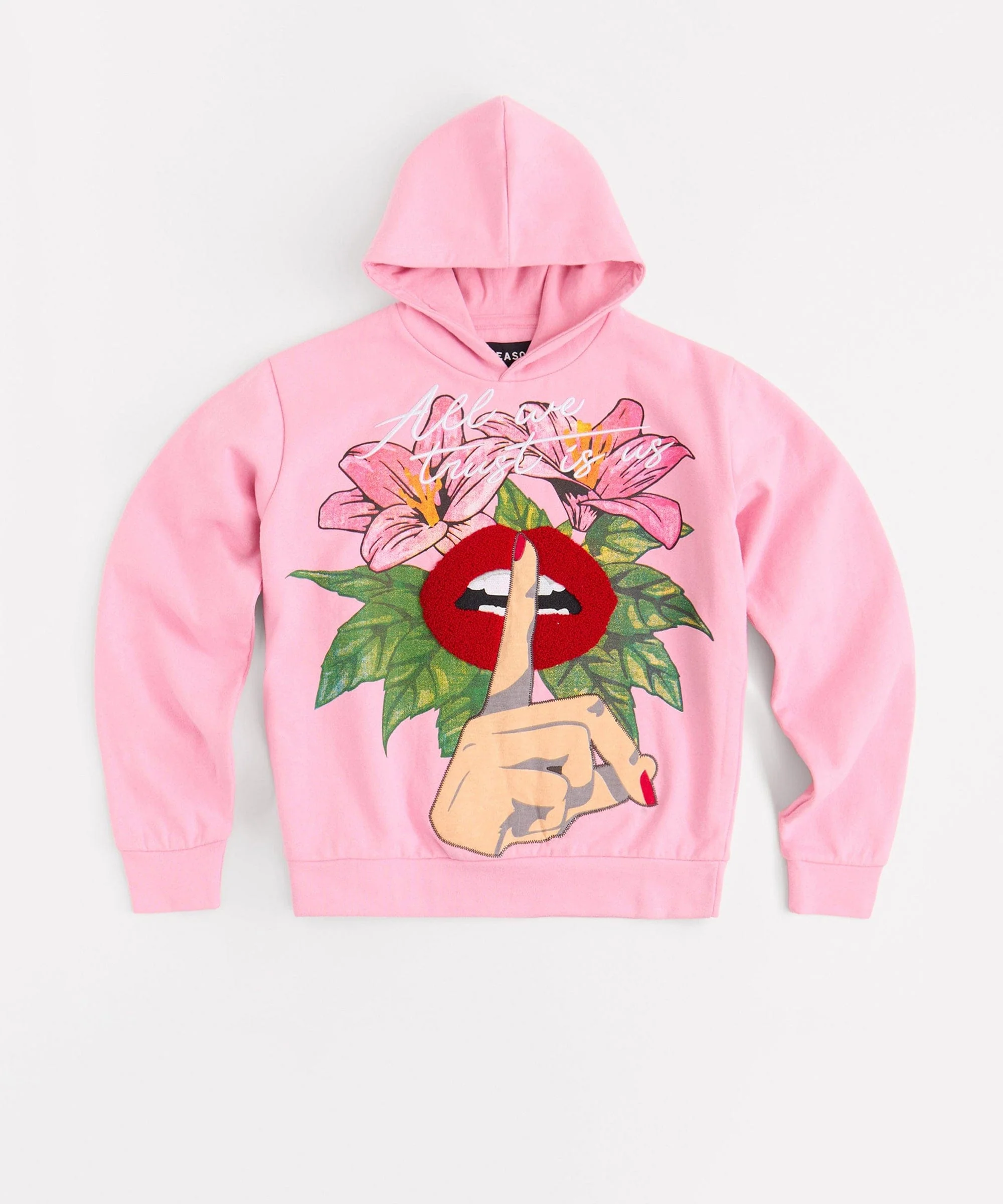 Kids All We Trust Is Us Chenille Patched Hoodie - Pink