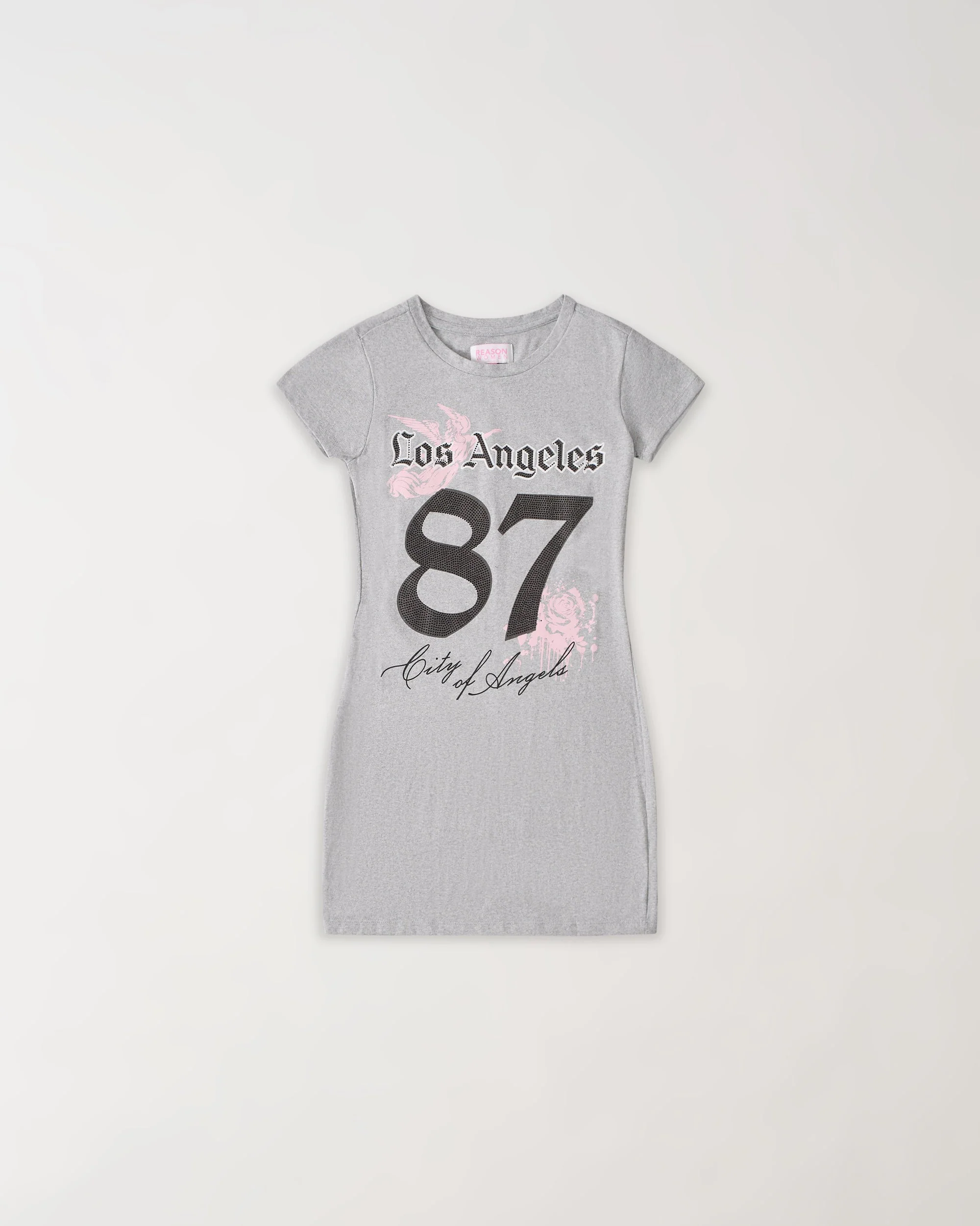 LA Angels Short Sleeve Bodycon Dress - Grey