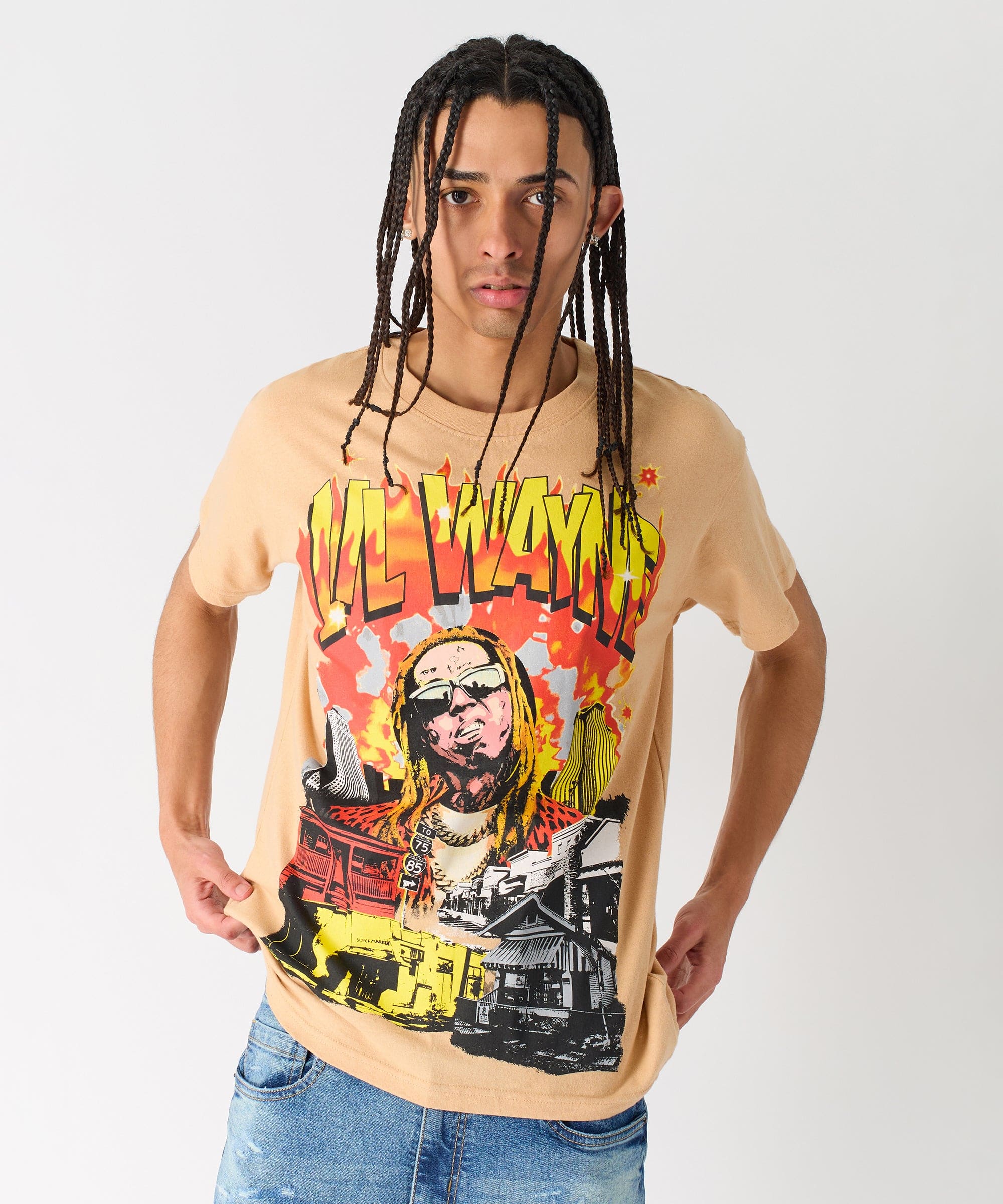 Lil Wayne New Orleans Short Sleeve Tee - Khaki - Image 2