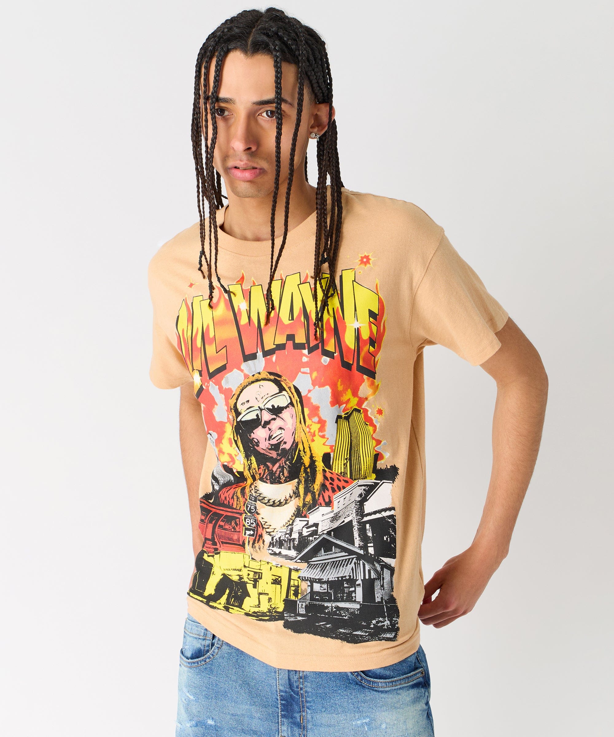 Lil Wayne New Orleans Short Sleeve Tee - Khaki - Image 3