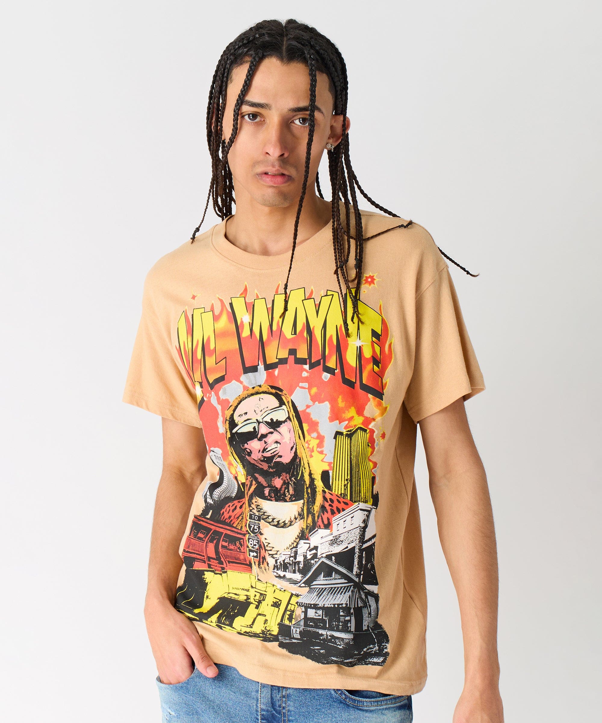 Lil Wayne New Orleans Short Sleeve Tee - Khaki - Image 5