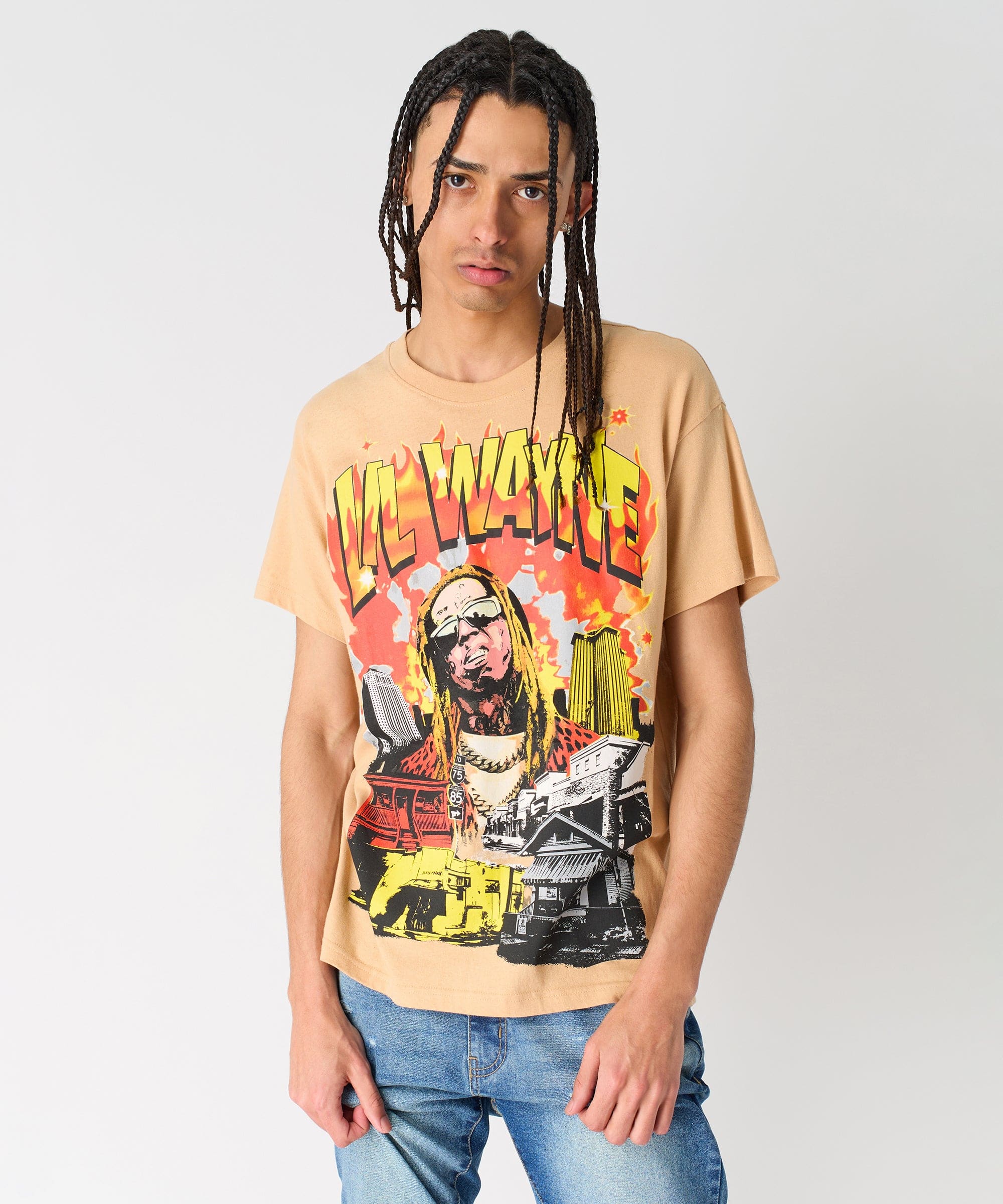 Lil Wayne New Orleans Short Sleeve Tee - Khaki - Image 7