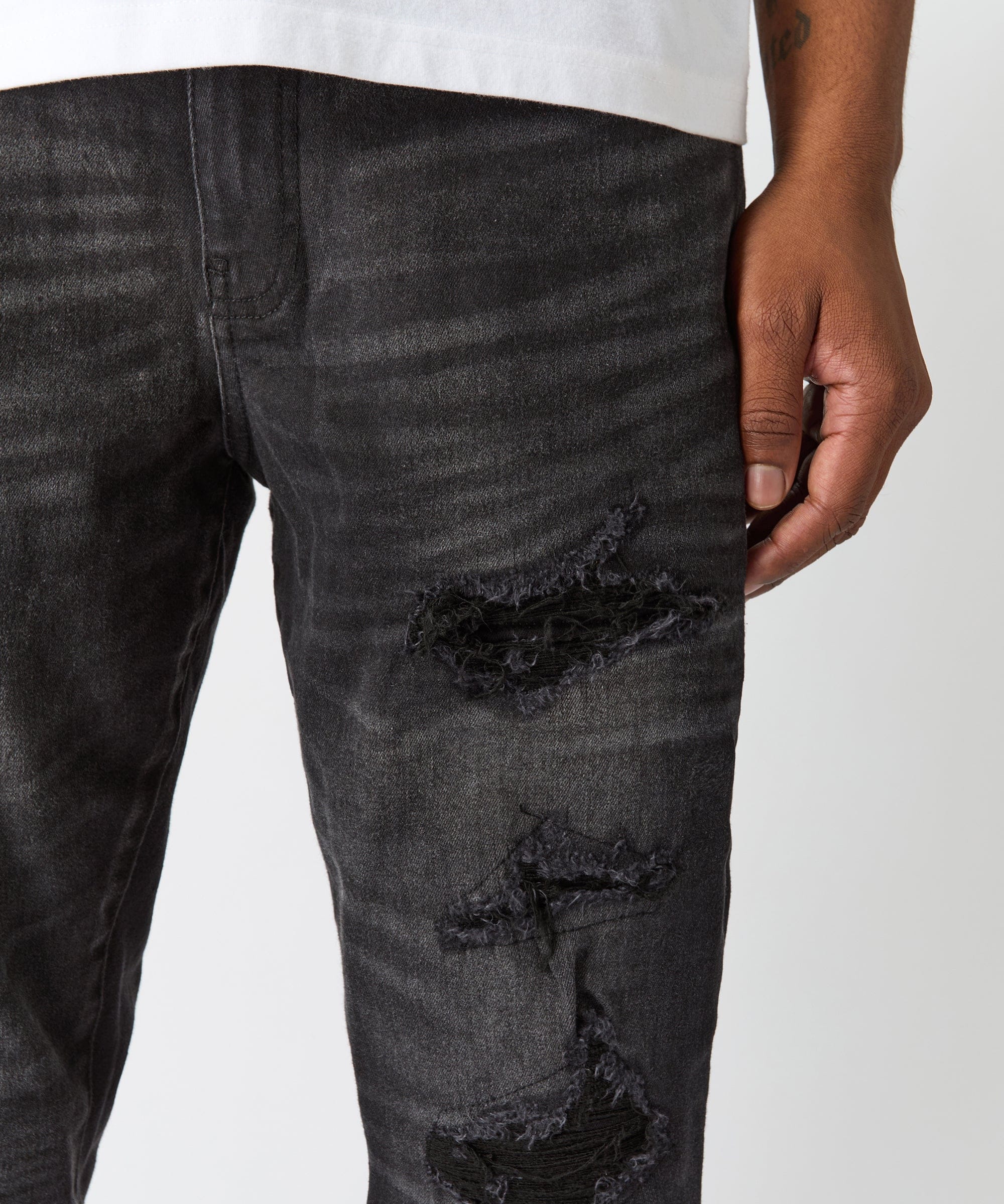 Rip And Repair Denim Jeans - Black - Image 2