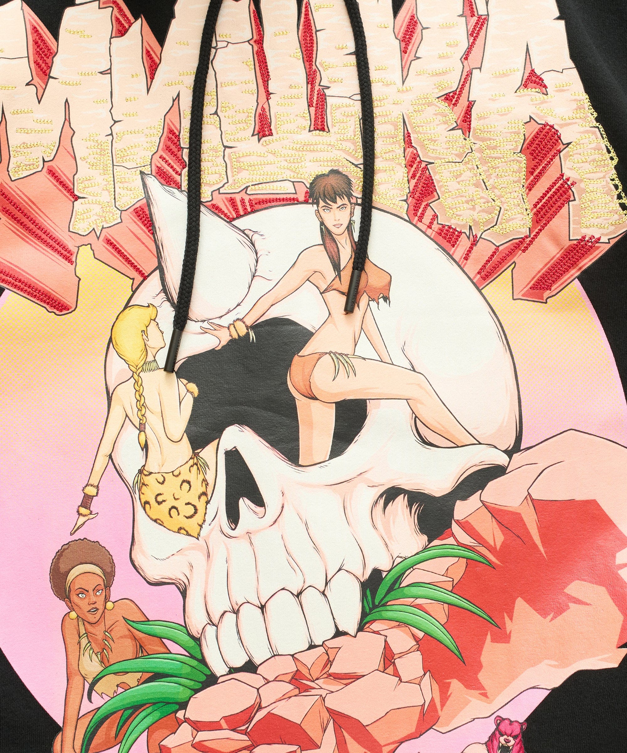 Mishka Graphic Print Embroidered Hoodie - Black - Image 3