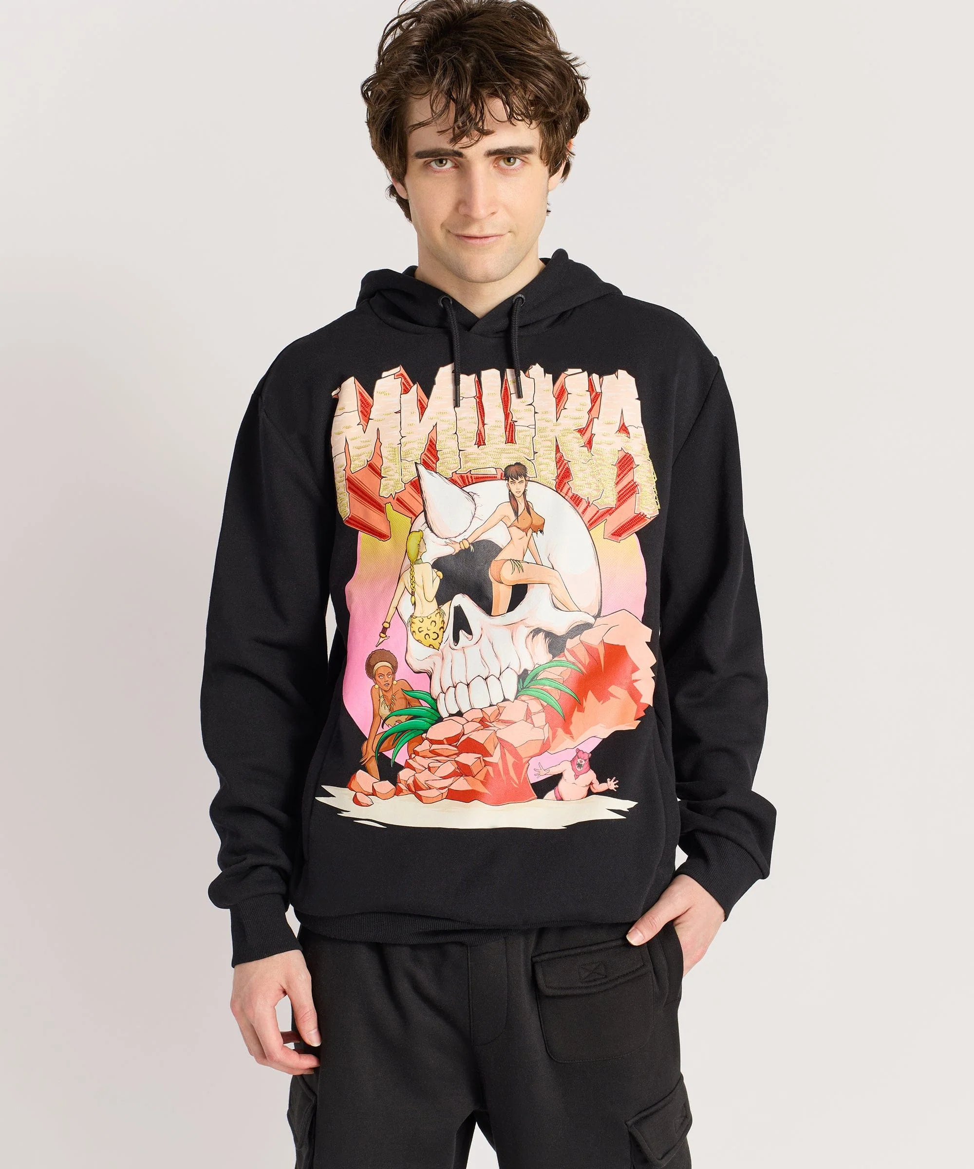 Mishka Graphic Print Embroidered Hoodie - Black - Image 5