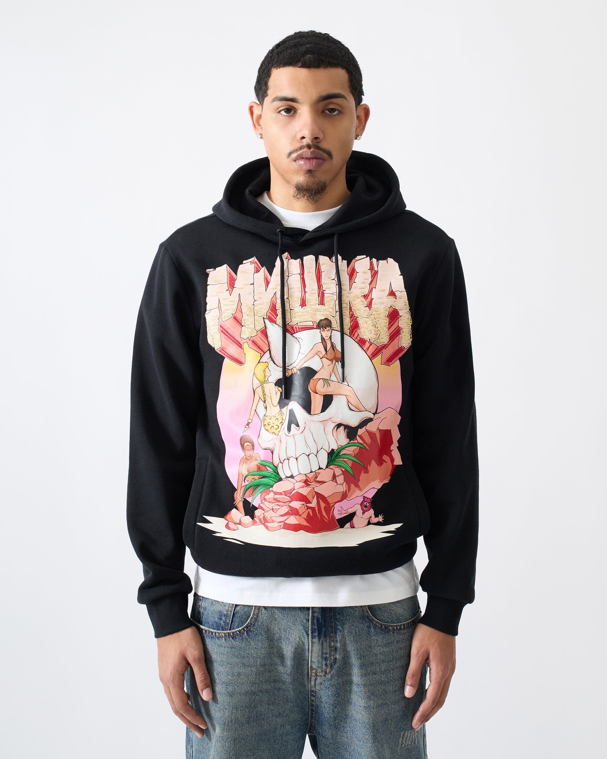 Mishka Graphic Print Embroidered Hoodie - Black - Image 7
