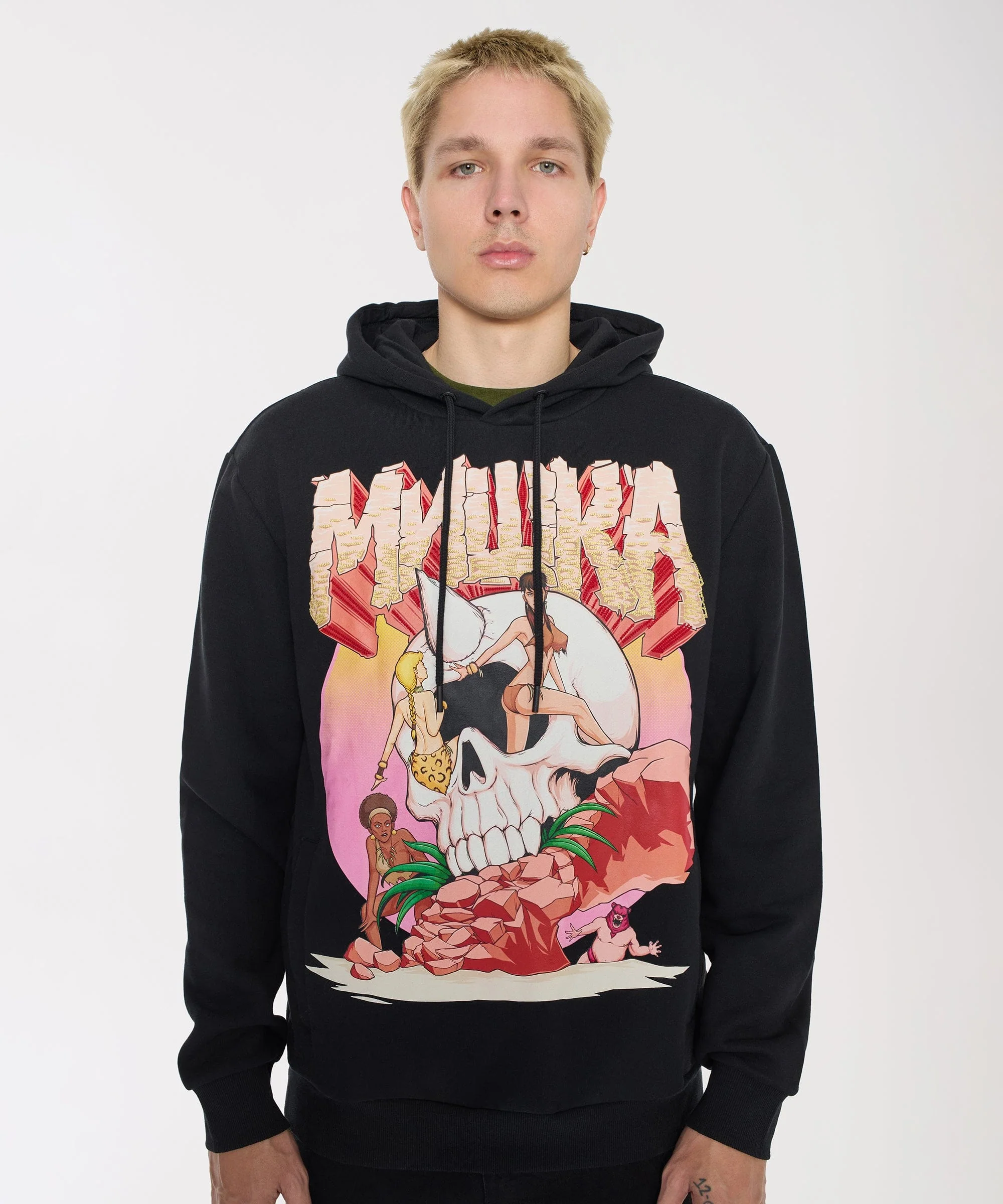 Mishka Graphic Print Embroidered Hoodie - Black - Image 8