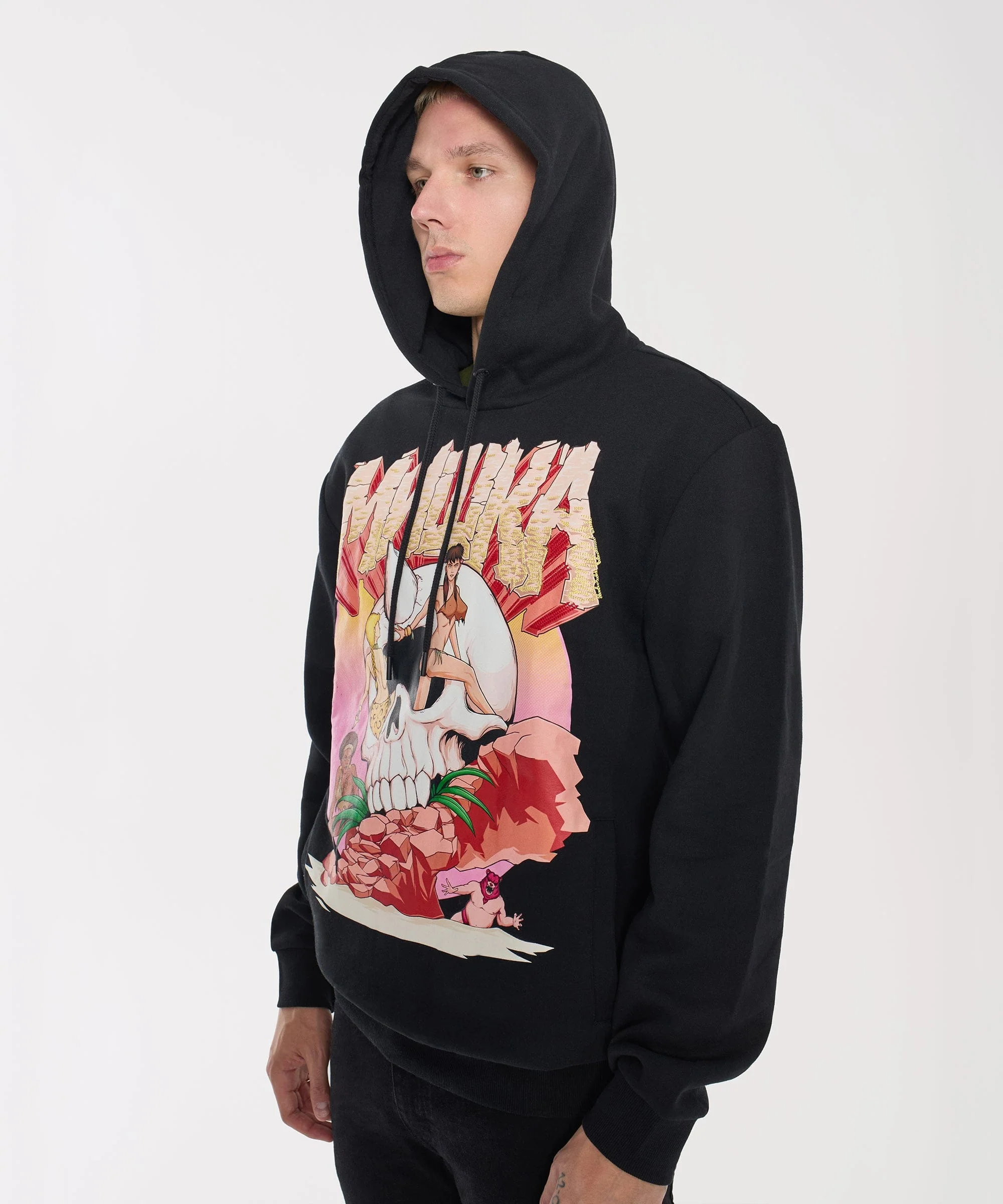 Mishka Graphic Print Embroidered Hoodie - Black - Image 9