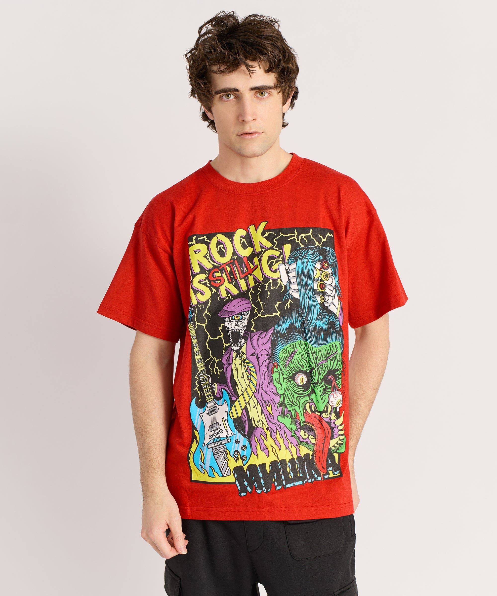 Mishka Still King Embroidered Short Sleeve Tee - Red - Image 3