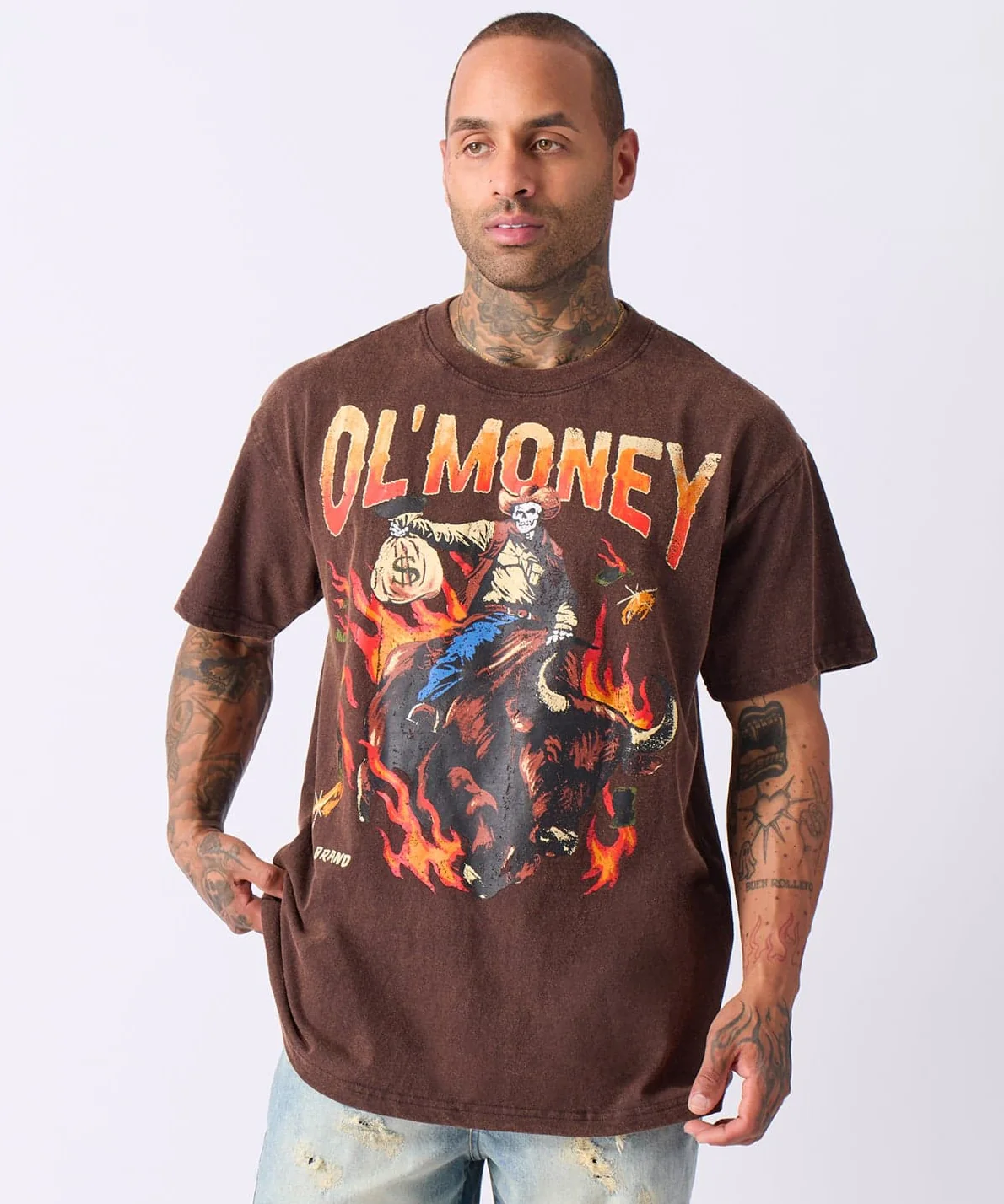 Ol' Money Short Sleeve Tee - Brown - Image 2