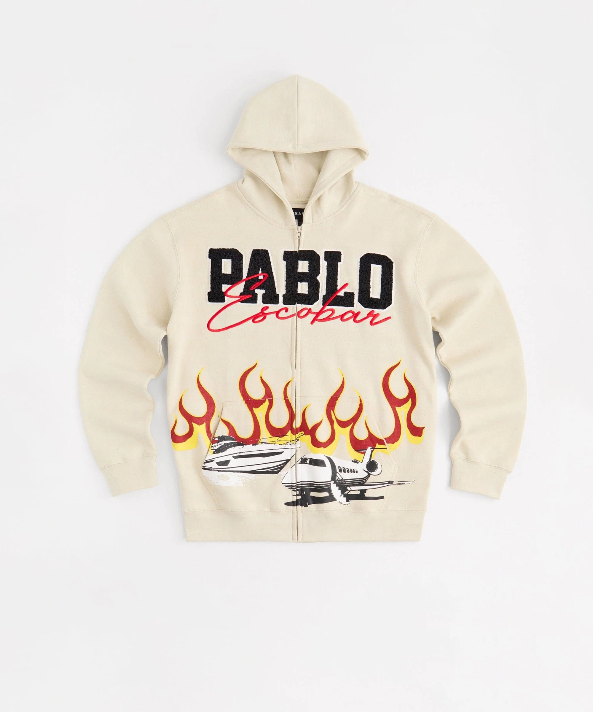 Pablo Full Zip Embroidered Hoodie - Khaki