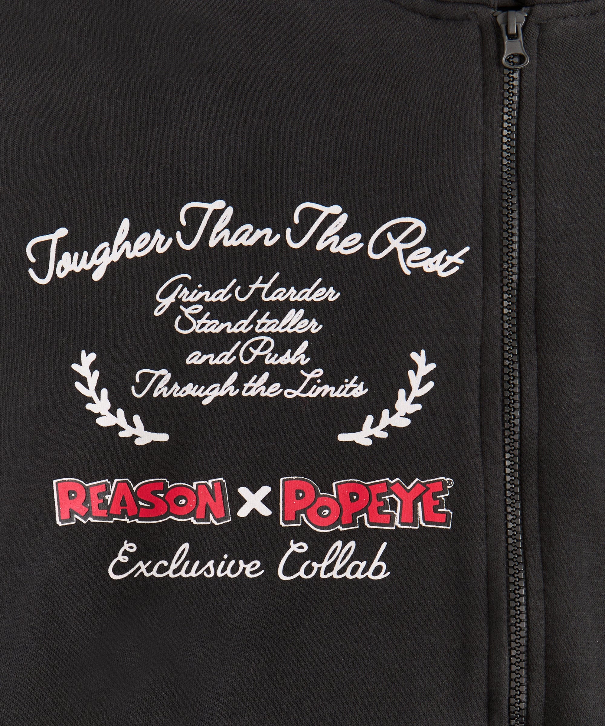 Popeye Full Zip Back Print Graphic Hoodie - Black - Image 3