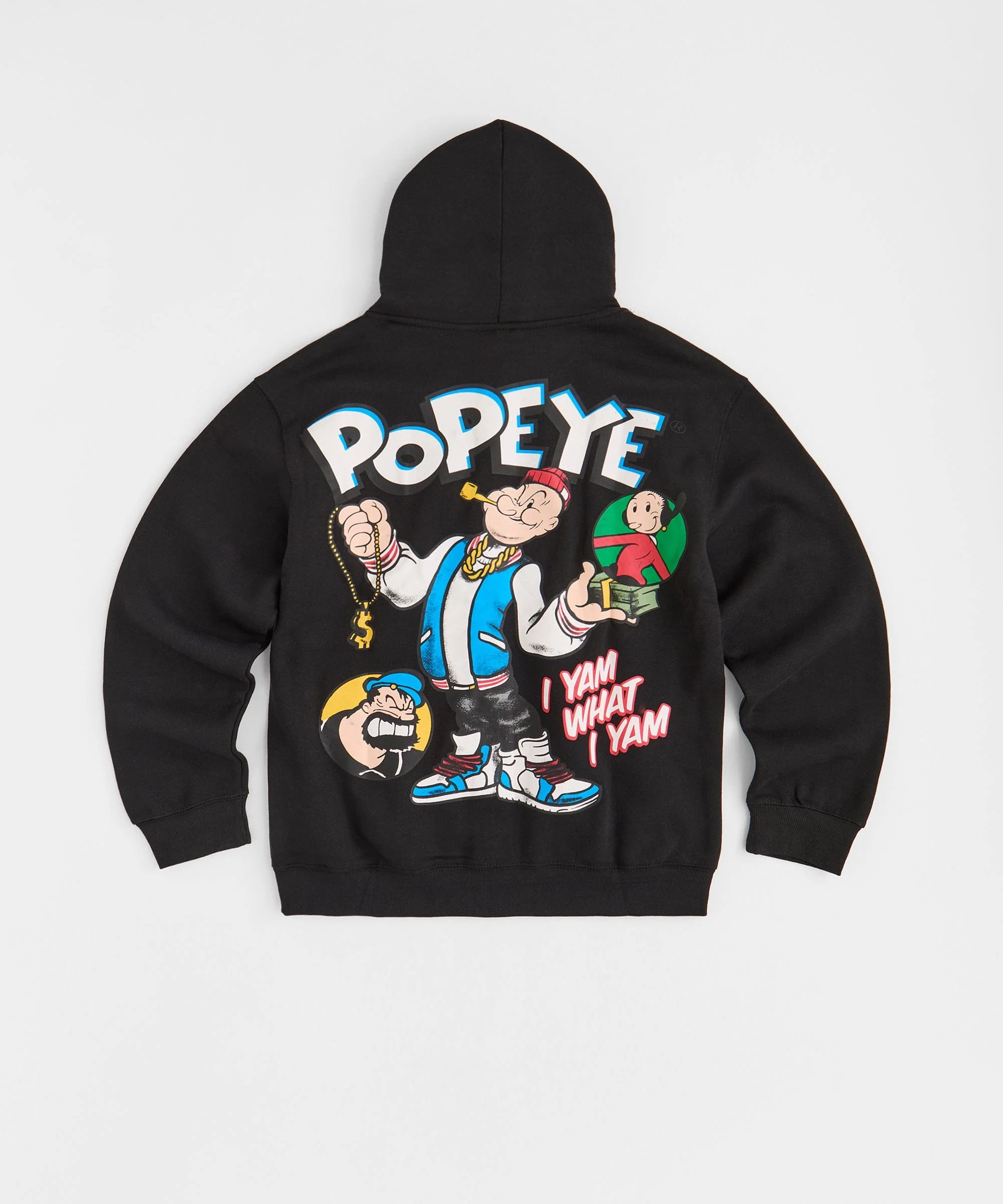 Popeye Full Zip Back Print Graphic Hoodie - Black - Image 4