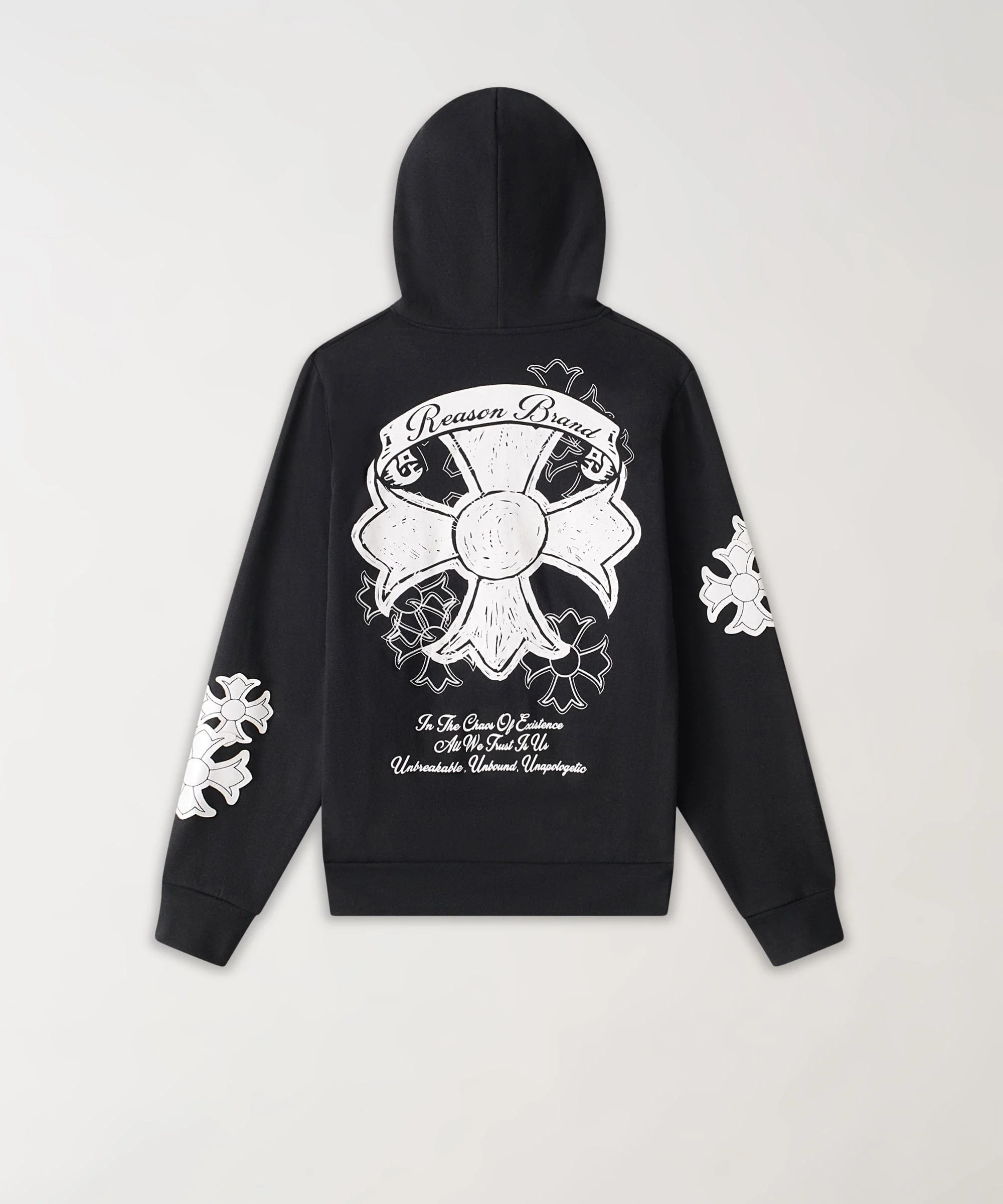 Rebellion Chenille Patched Zip Up Hoodie - Black - Image 2
