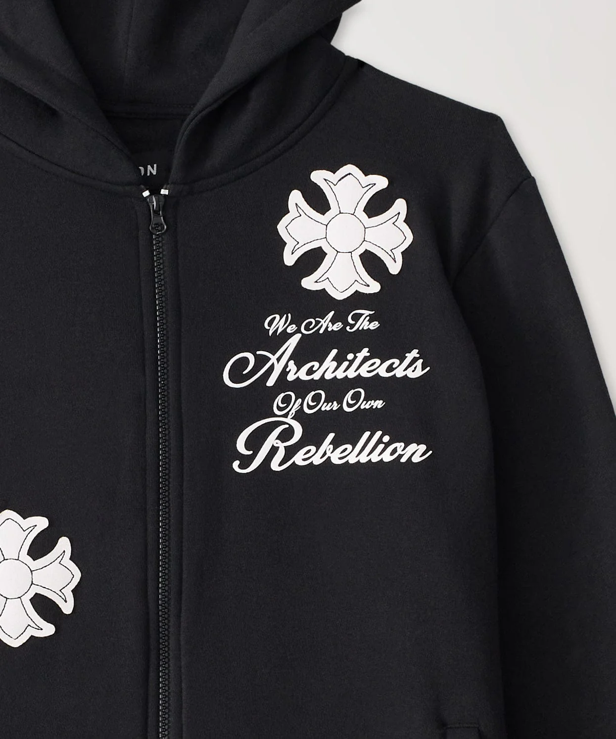 Rebellion Chenille Patched Zip Up Hoodie - Black - Image 4