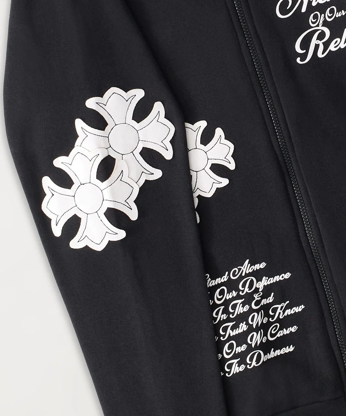 Rebellion Chenille Patched Zip Up Hoodie - Black - Image 6