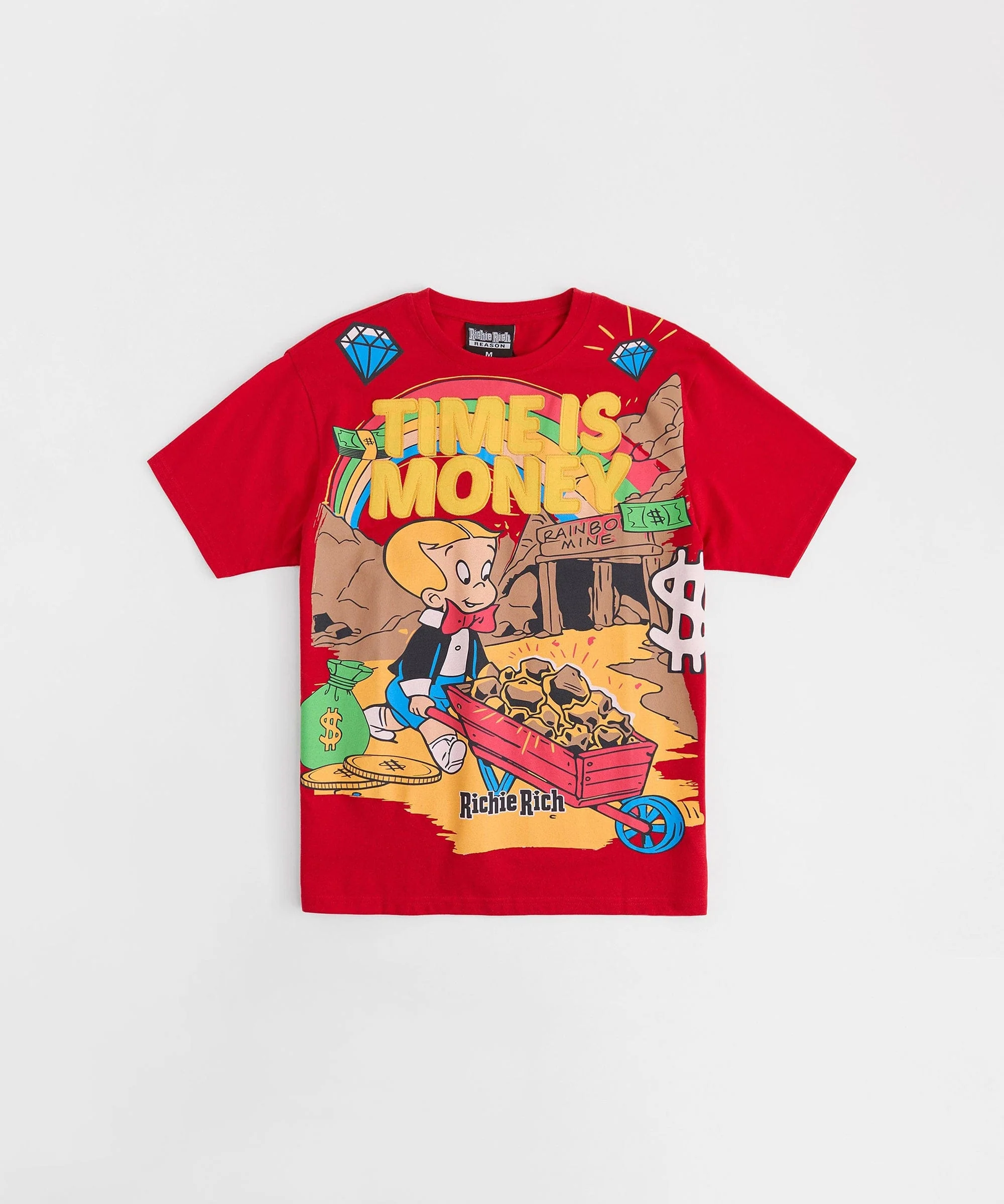 Richie Rich Time is Money Applique Short Sleeve Tee - Red