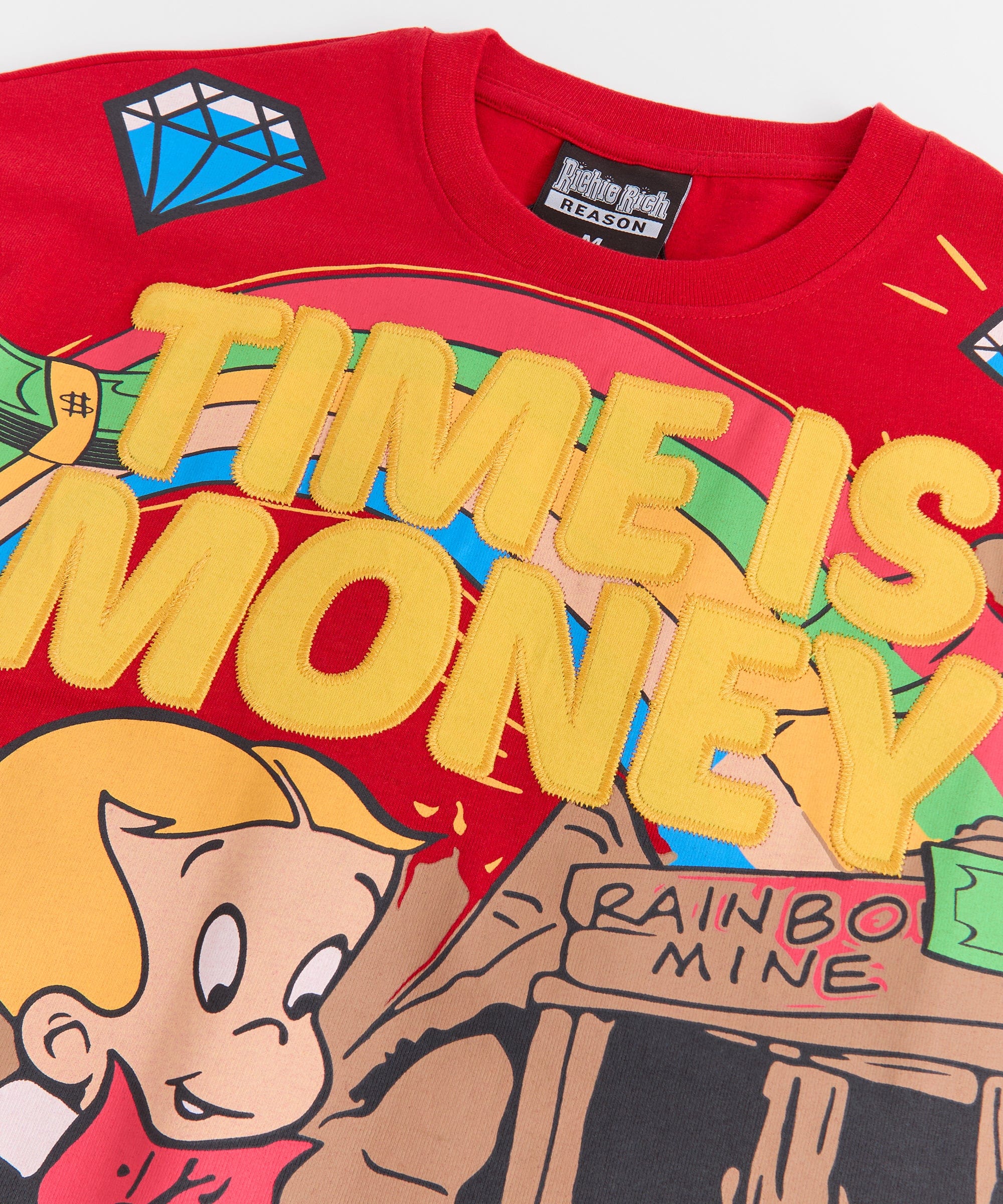 Richie Rich Time is Money Applique Short Sleeve Tee - Red - Image 4
