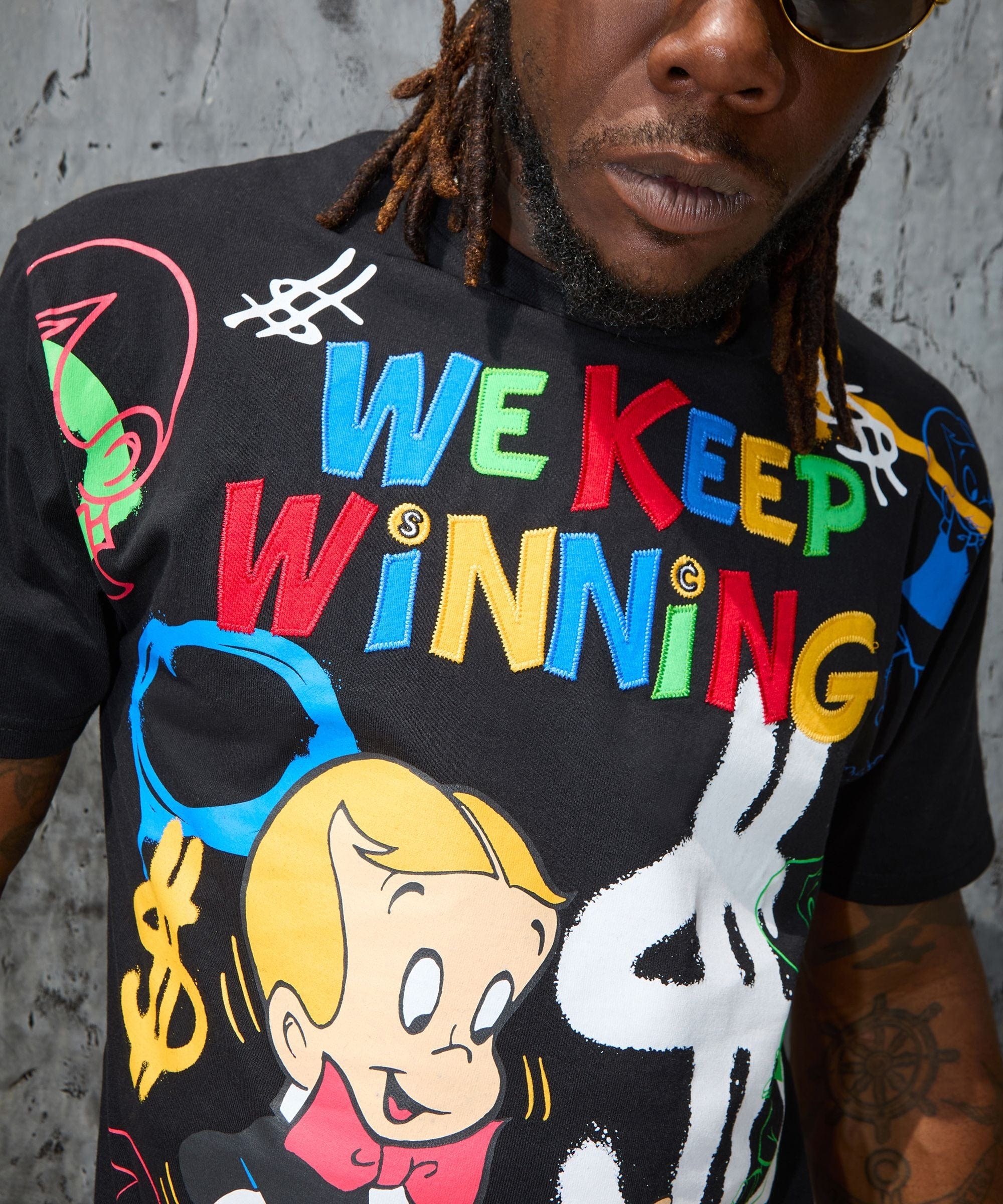 Richie Rich We Keep Winning Applique Short Sleeve Tee - Black - Image 3