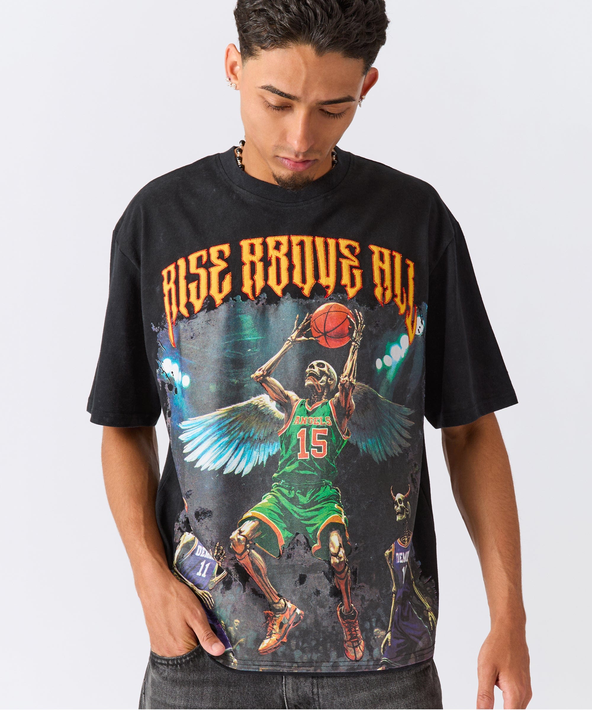 Rise Above All Applique Short Sleeve Tee - Black - Image 3