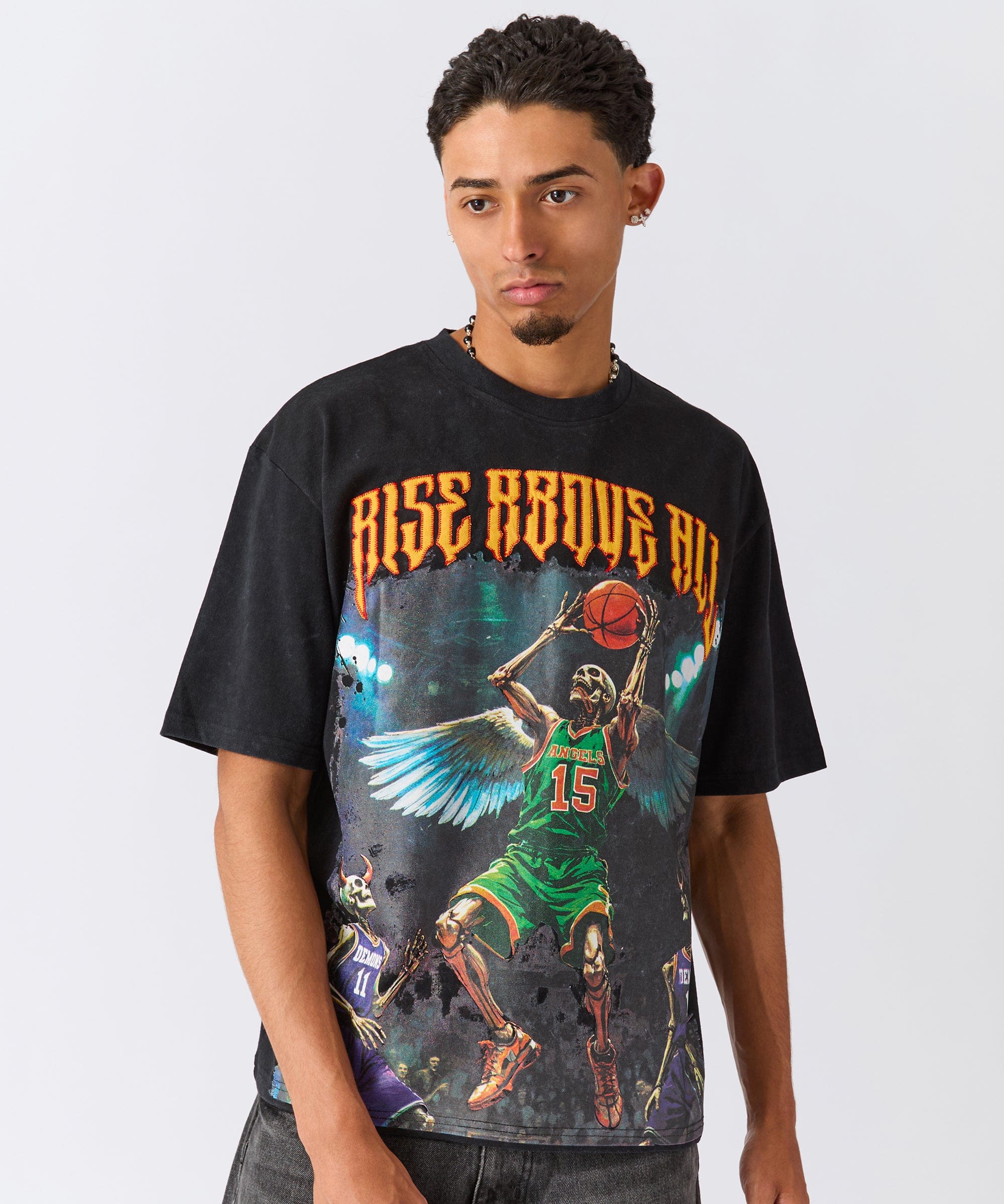 Rise Above All Applique Short Sleeve Tee - Black - Image 5