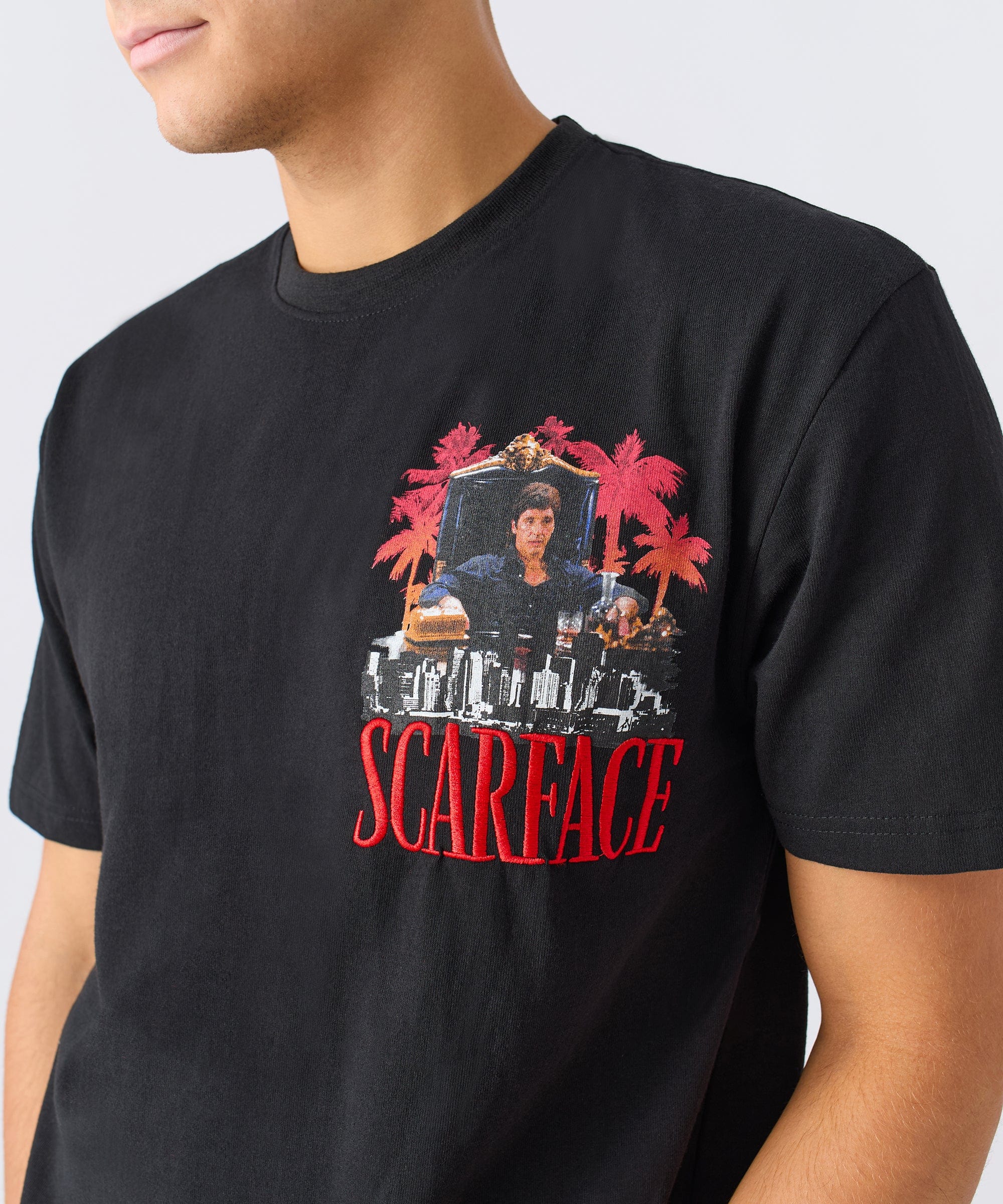 Scarface City Embroidered Short Sleeve Tee - Black - Image 3