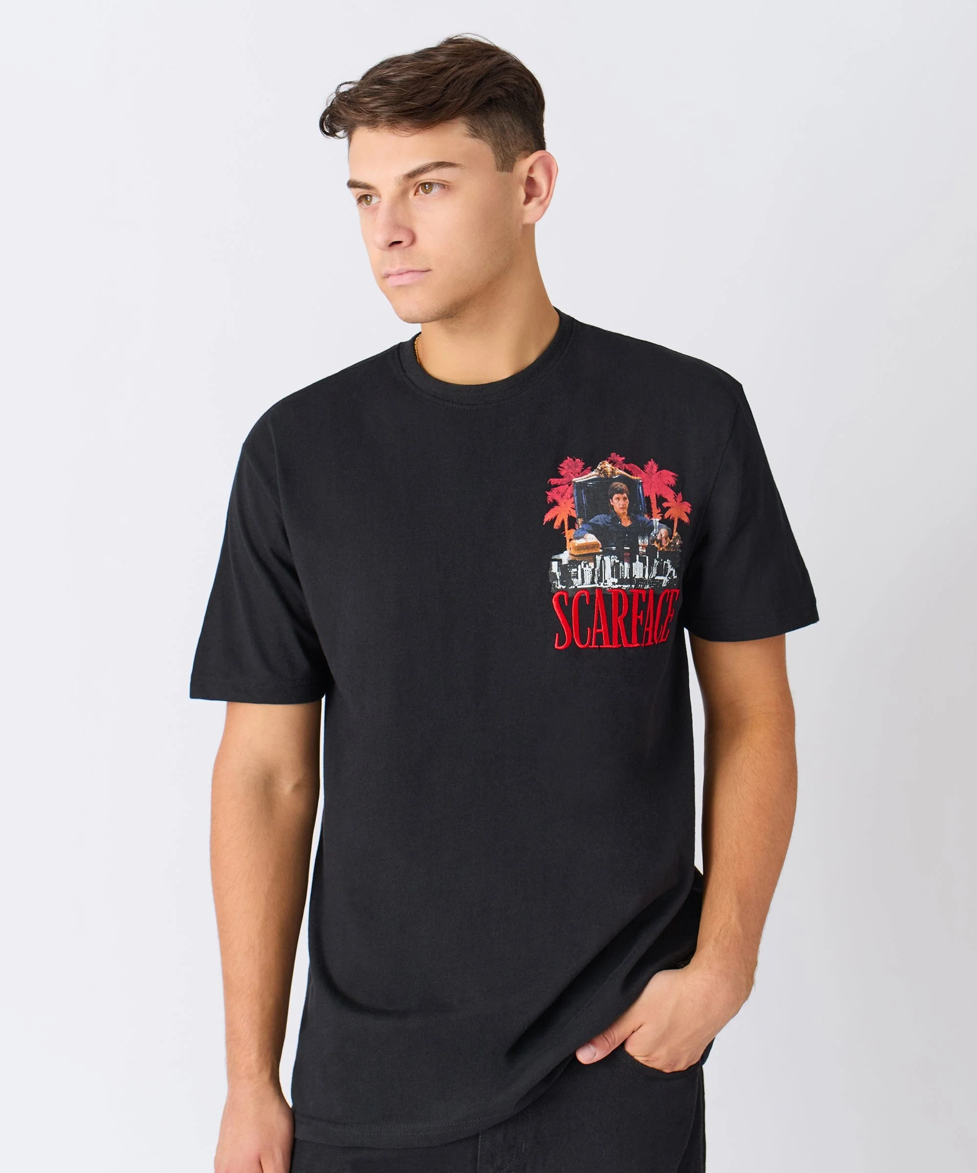 Scarface City Embroidered Short Sleeve Tee - Black - Image 5
