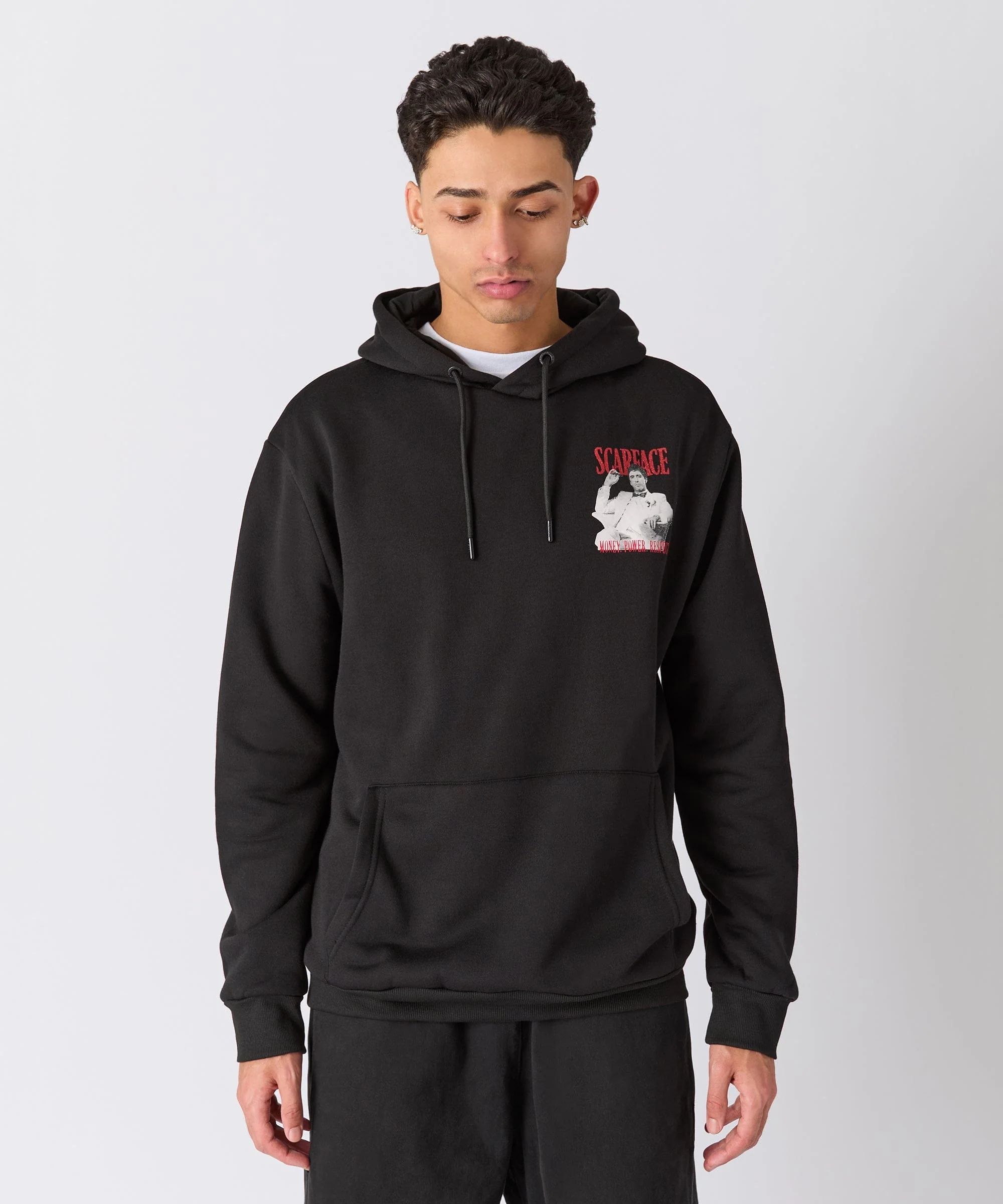 Scarface Tony Glitter Print Hoodie - Black