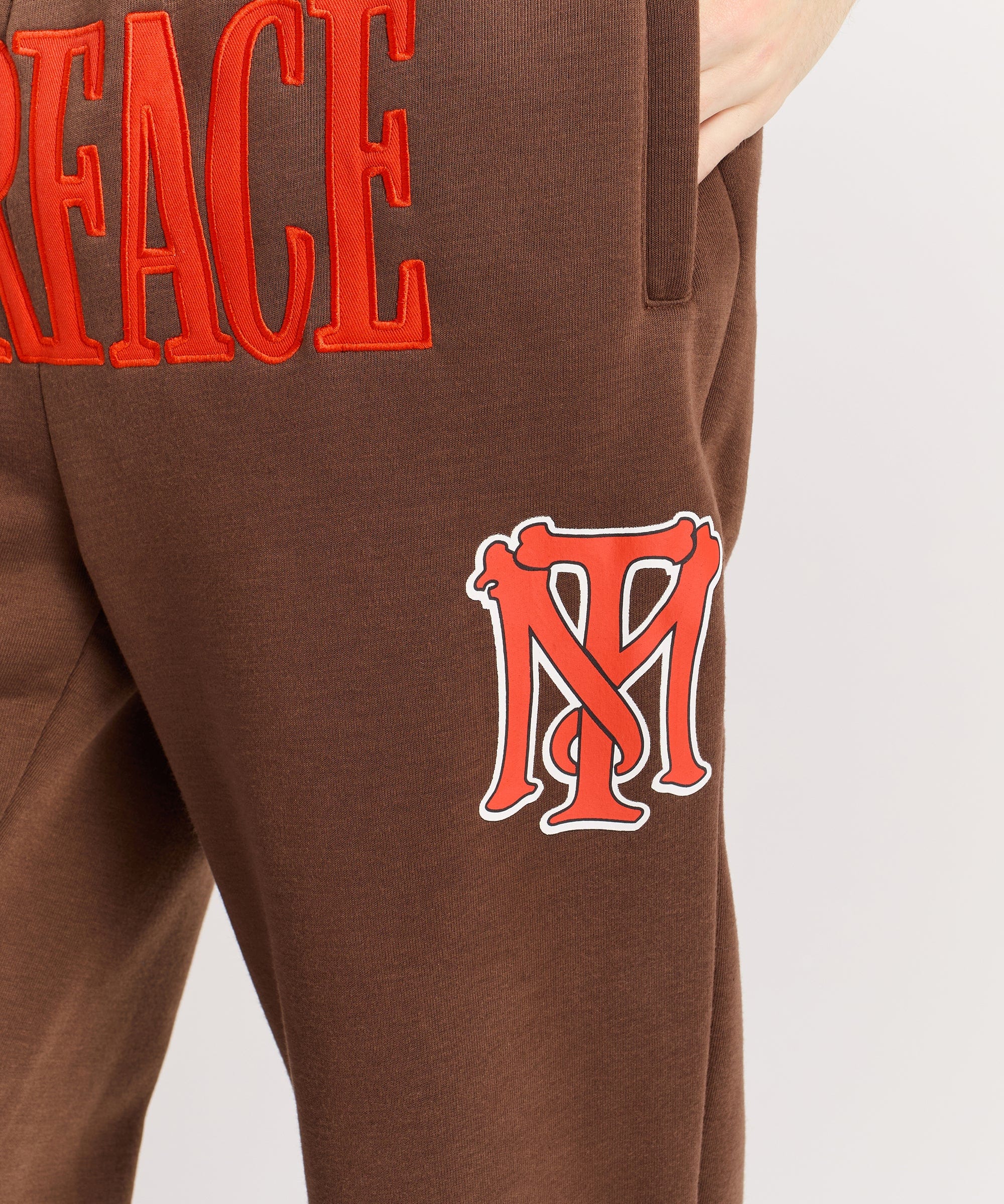 Scarface White Suit Embroidered Joggers - Brown - Image 8