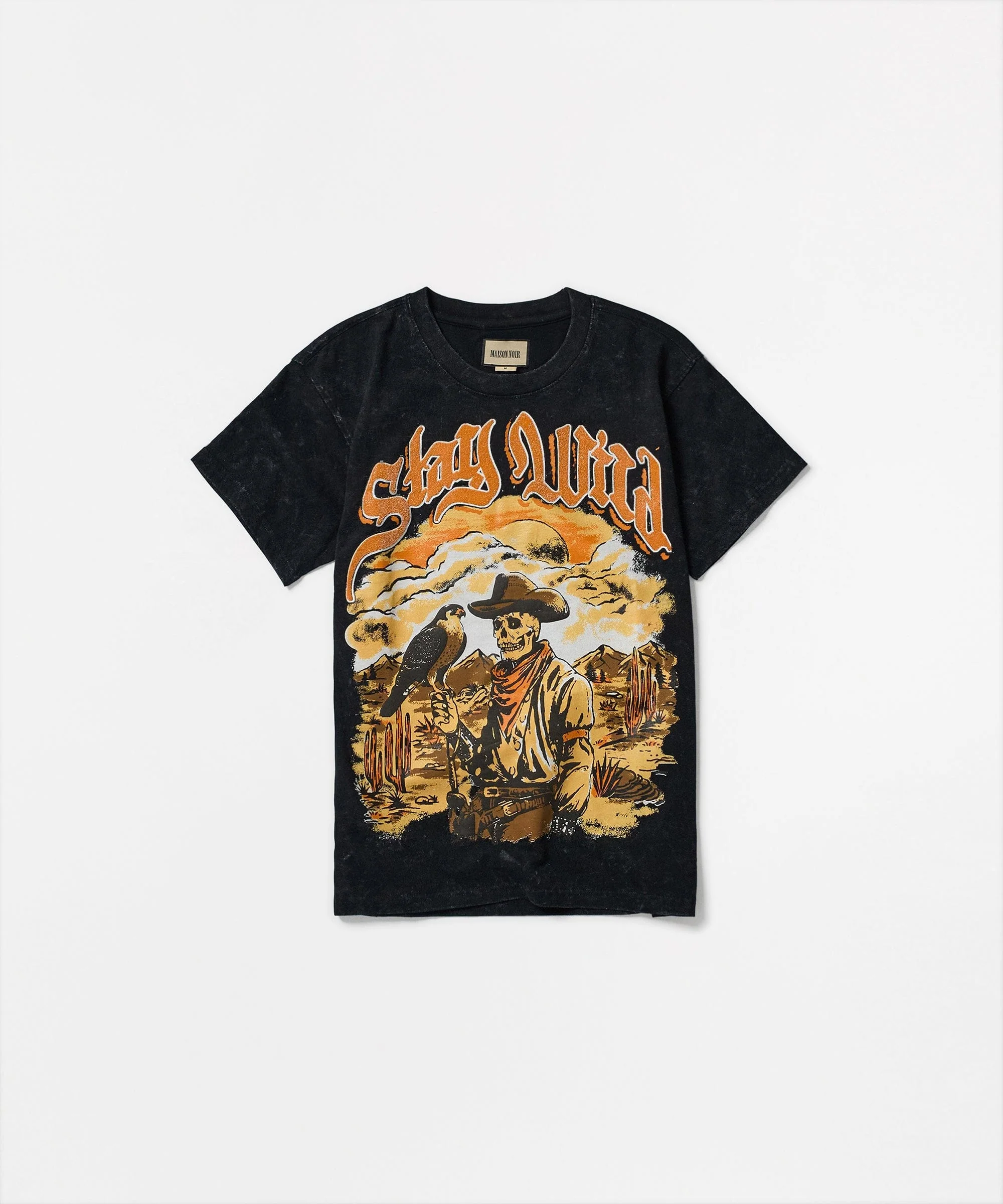 Stay Wild Sugar Print Short Sleeve Tee - Charcoal