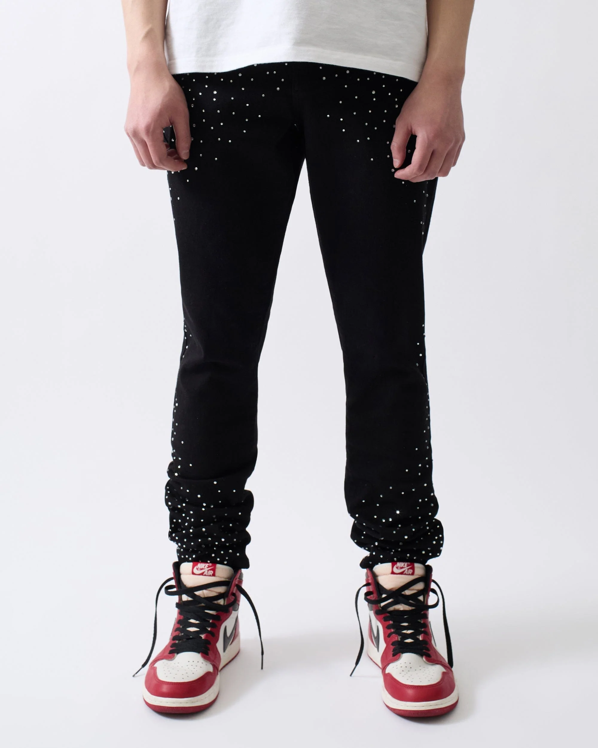 Stoned Out Rhinestone Denim Jeans - Black