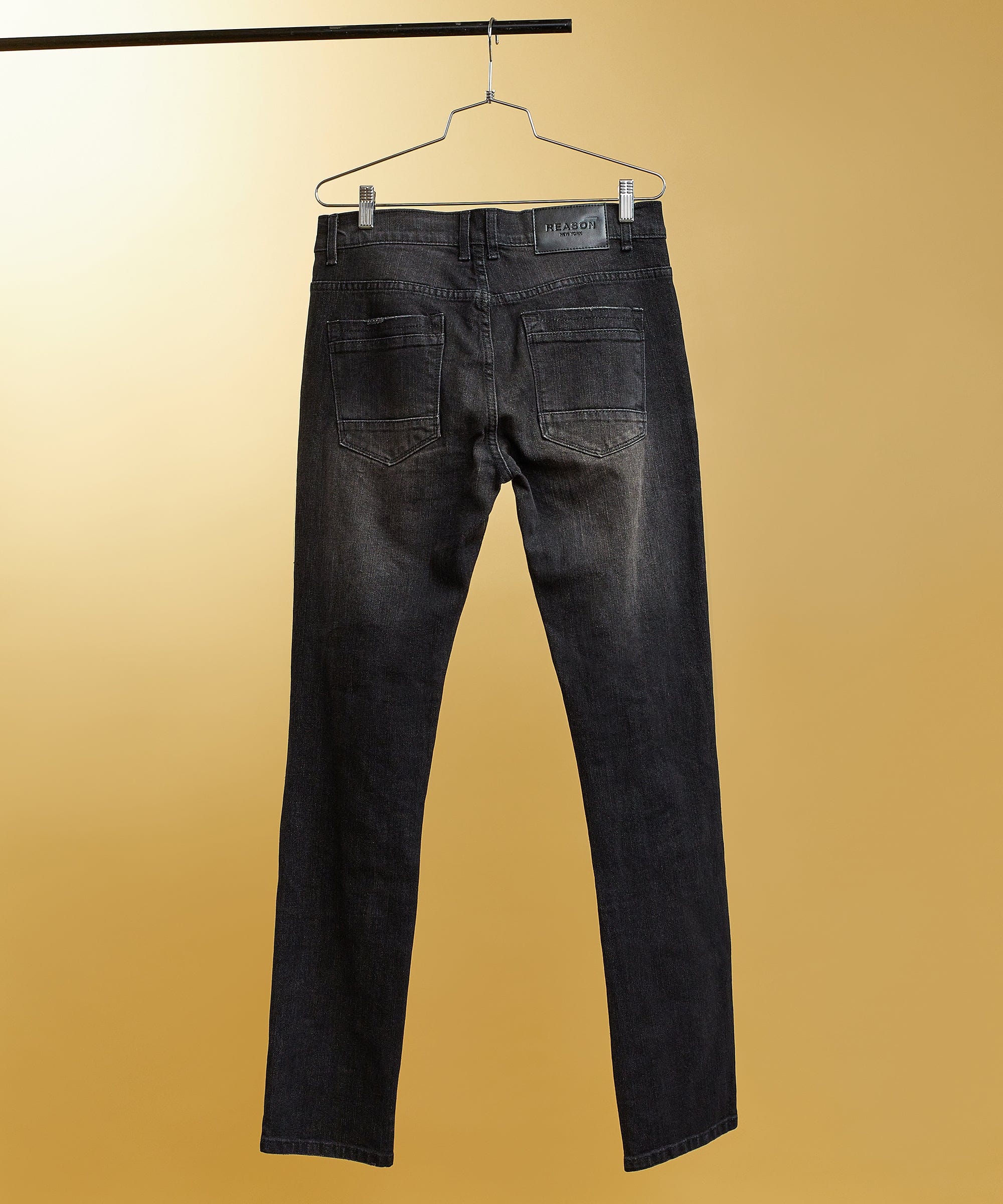 Terrance Flannel Patched Grey Wash Denim Jeans - Image 4