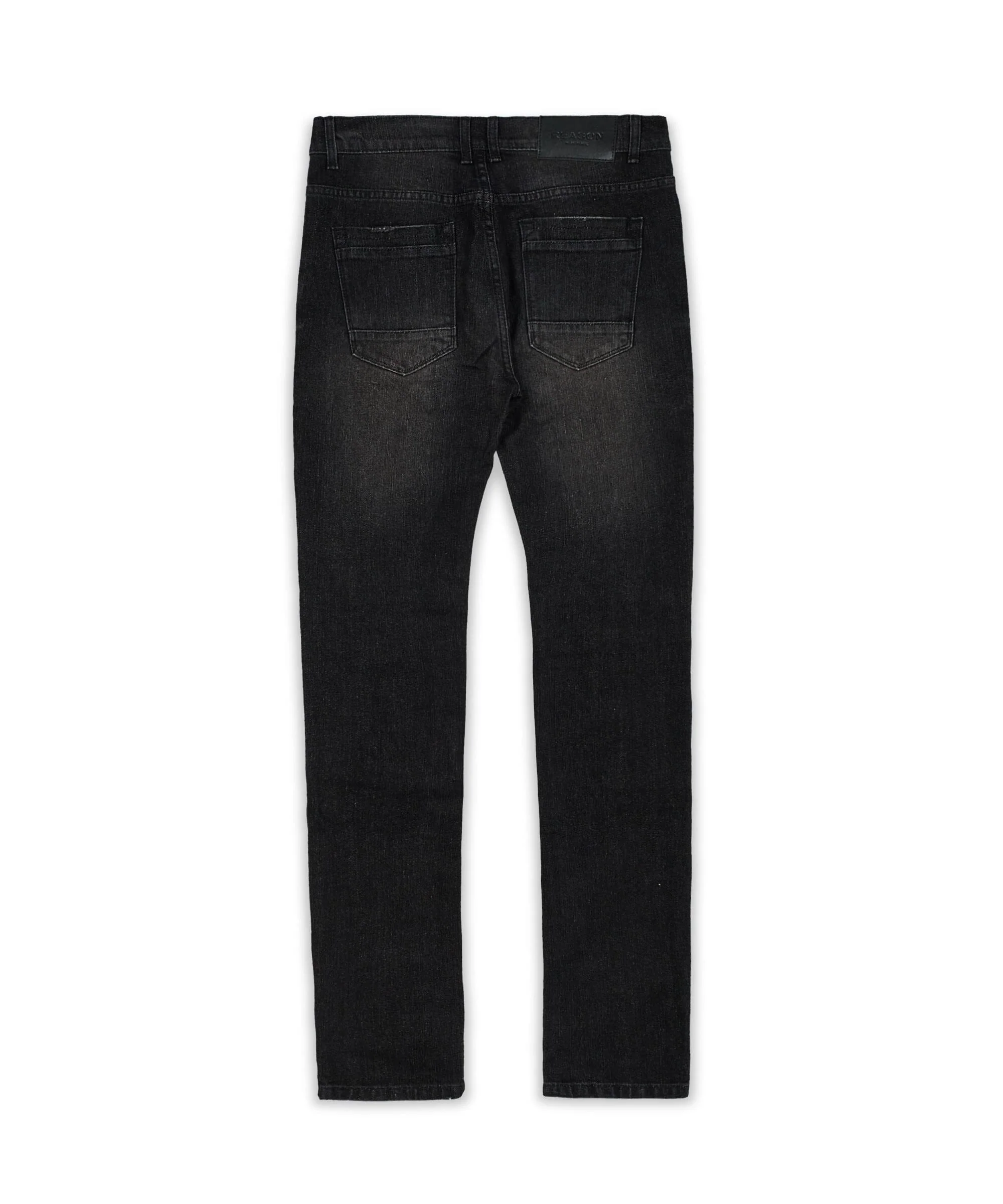 Terrance Flannel Patched Grey Wash Denim Jeans - Image 6