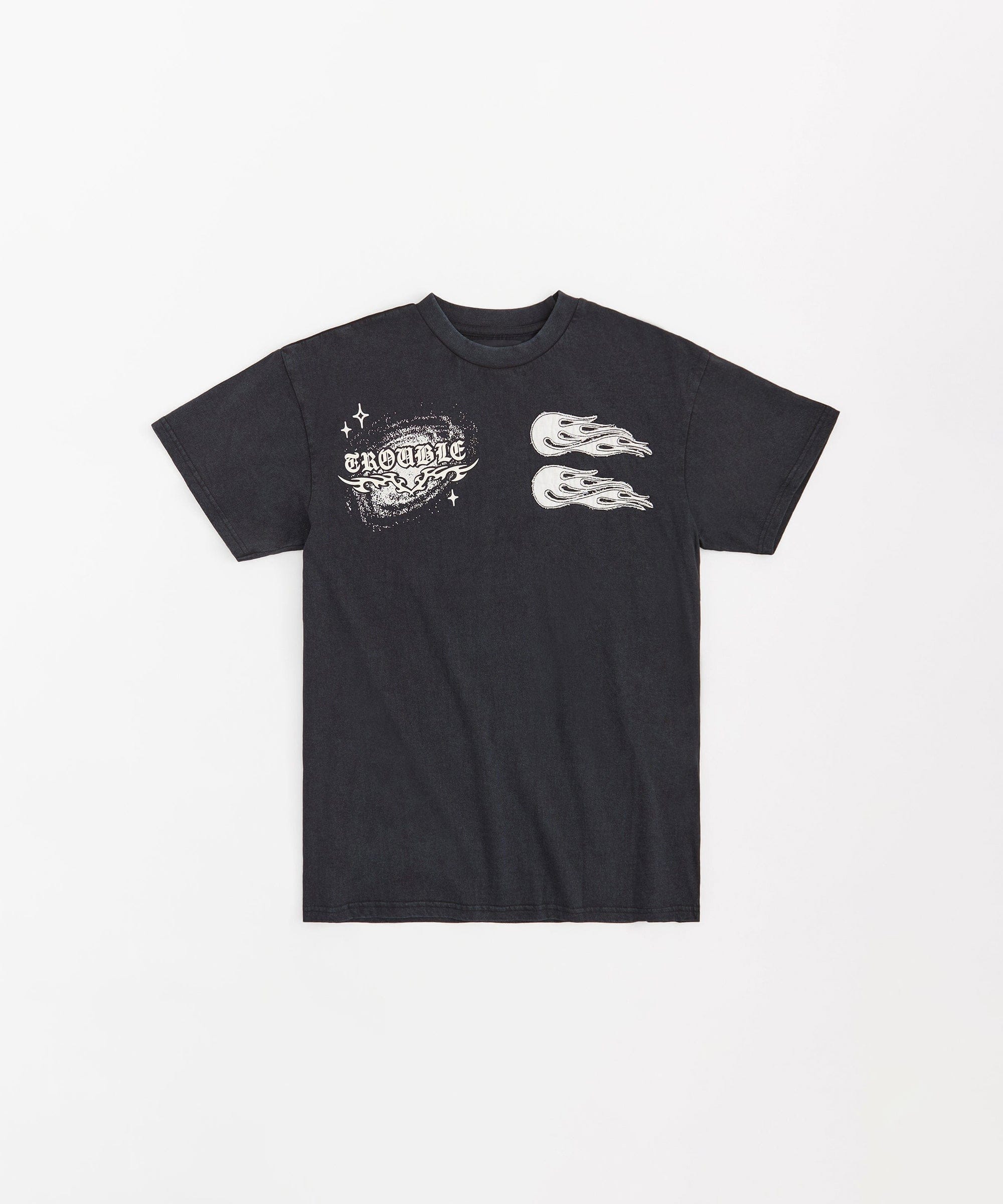 Trouble Applique Short Sleeve Tee - Black - Image 3
